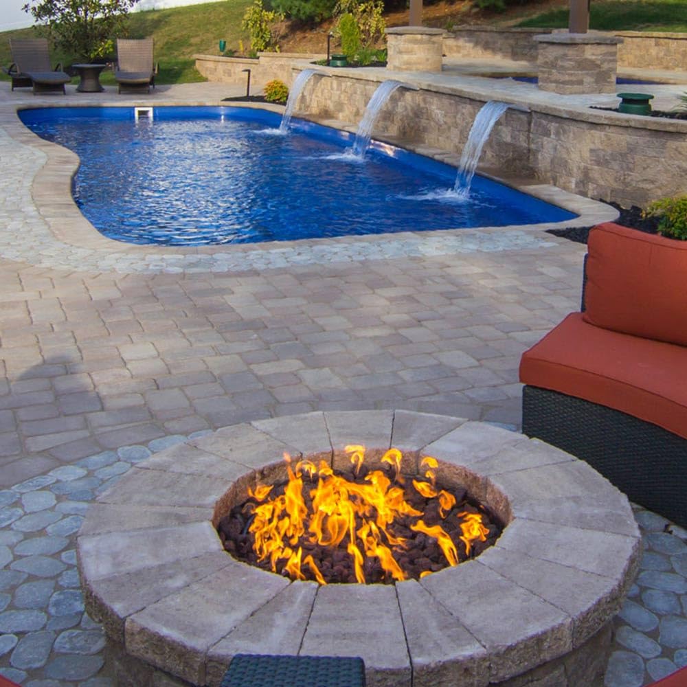 AFG Match Lit Fire Pit Burner Kit - 30 Inch Round Natural Gas Burner with Polished Chrome Finish, Flange, Key, Valve & Flex Line - Perfect for Outdoor Patio, Backyard Gatherings & Camping (SS-FR-30KIT-NG-MSCB)