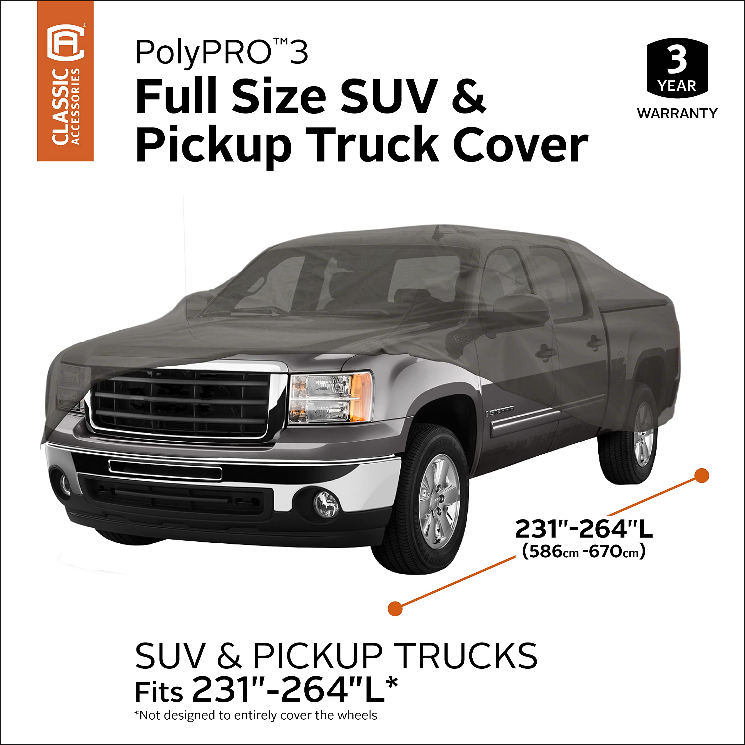 Classic Accessories Over Drive PolyPRO 3 Full-Size SUV/Pickup Truck Cover, 231