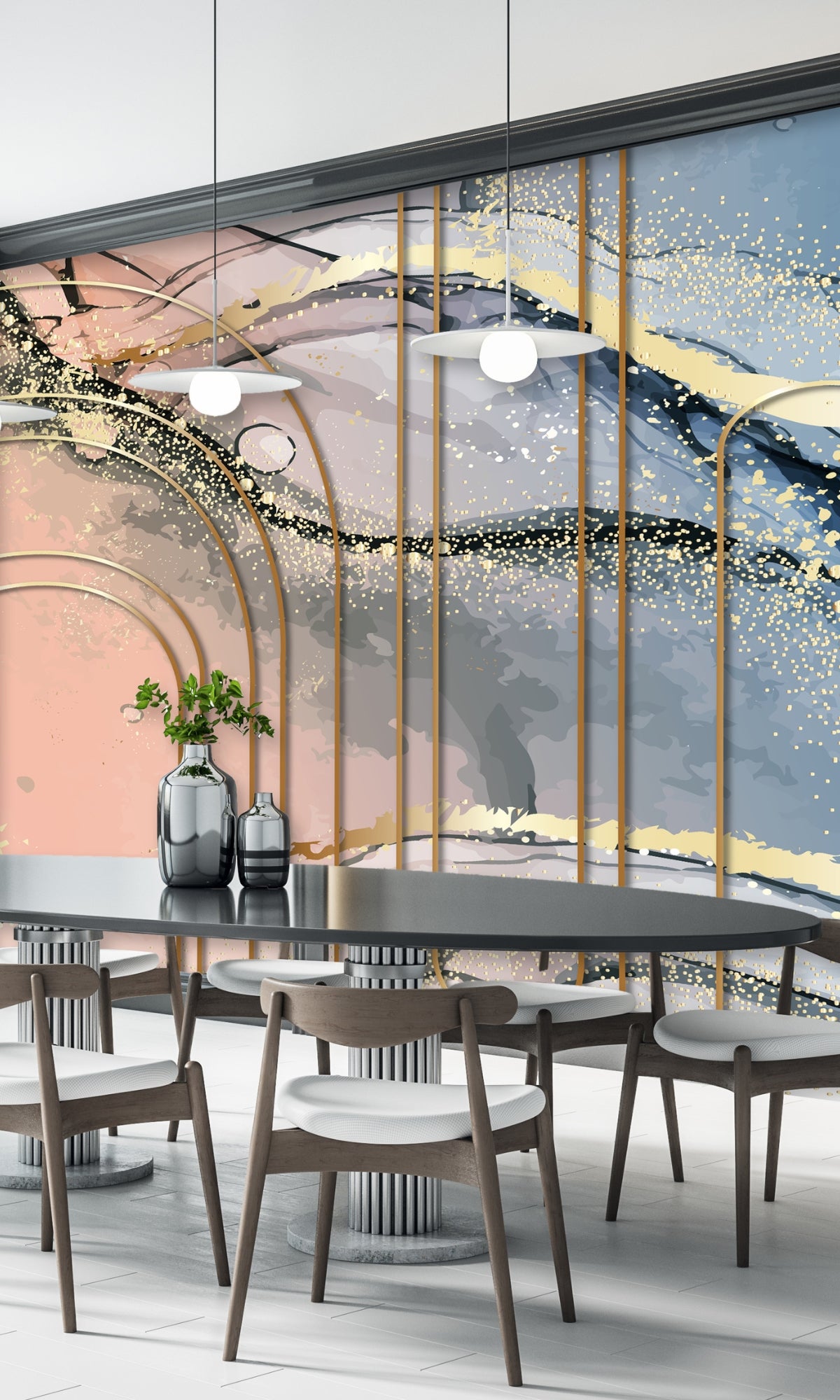 Colorful Metallic Foil Marble Mural Wallpaper M1354 Sample - Elegant Home Decor for Living Room, Bedroom & Office