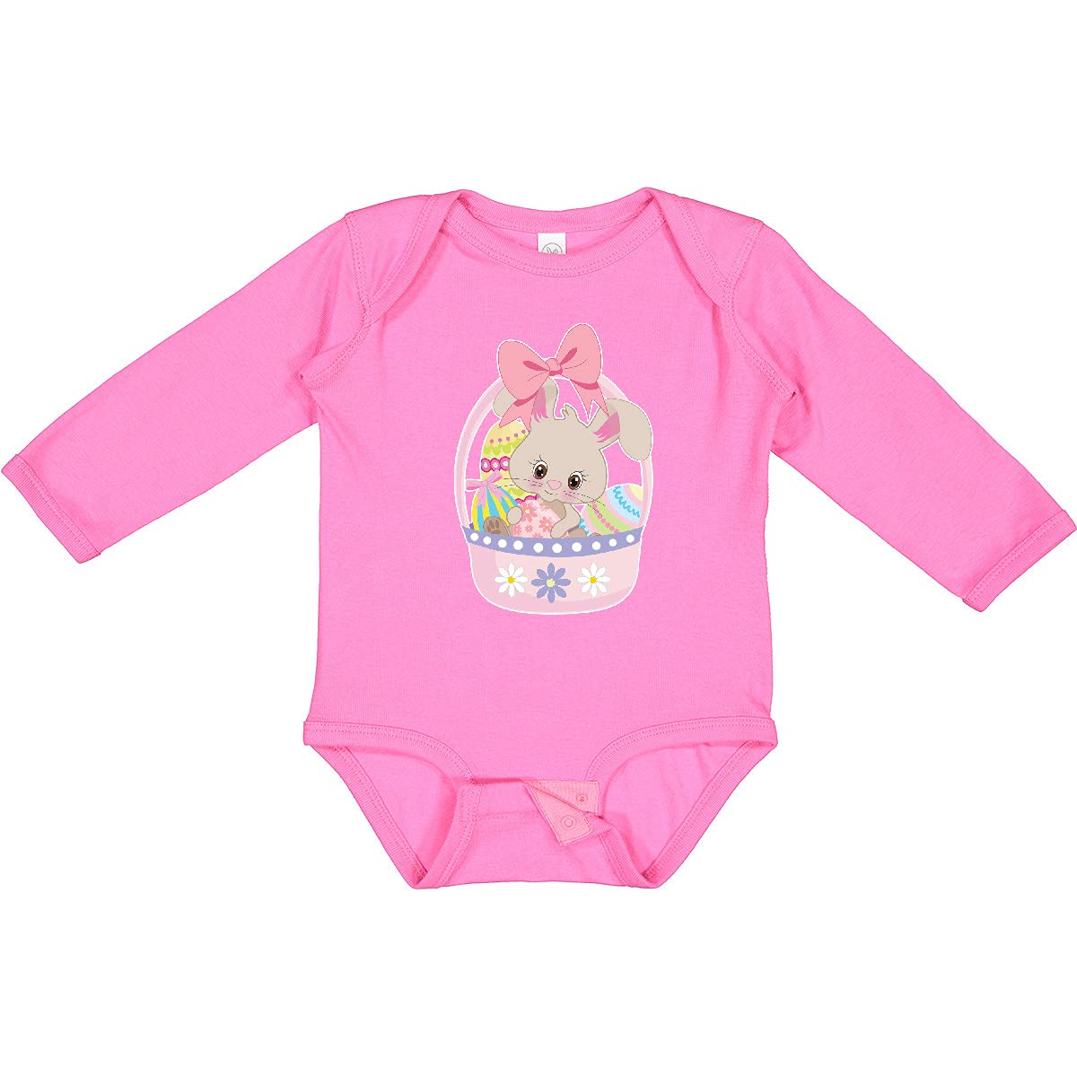 Easter Bunny in Basket with Eggs Baby Long Sleeve Bodysuit - Cute Easter Outfit for Newborns & Infants - Perfect for Easter Photos, Family Gatherings & Spring Celebrations