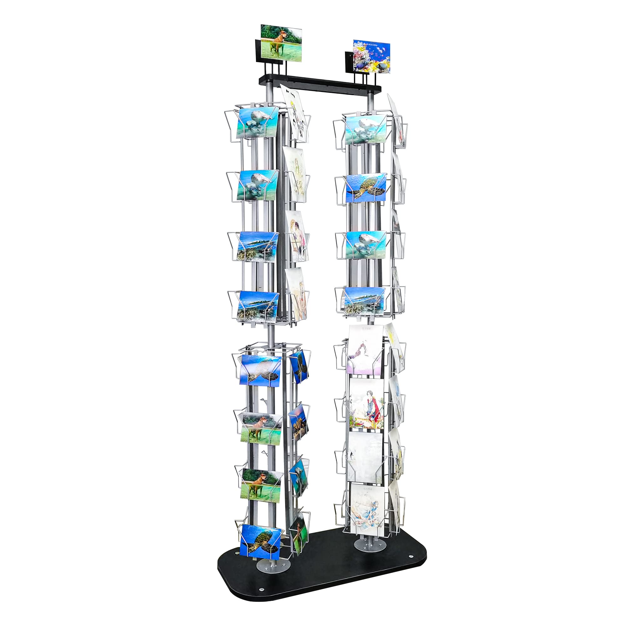 FixtureDisplays® High Capacity 64-Pocket Adjustable Display Rack for DVDs, CDs, Blu-rays, Literature, Greeting Cards & Postcards (5.1