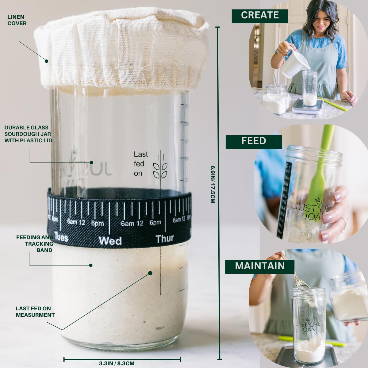 Ultimate Sourdough Starter Kit - Complete Bread Baking Supplies with Starter Jar & Banneton Basket - Easy Clean Proofing Baskets & Dough Whisk - Perfect for Homemade Artisan Bread & Sourdough Baking at Home