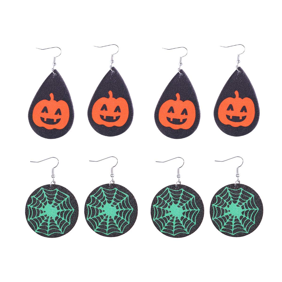 SOIMISS 4 Pairs Halloween Pumpkin & Spider Dangle Earrings for Women - Gothic Jewelry for Costume Parties, Trick or Treat, and Spooky Fashion Accessories