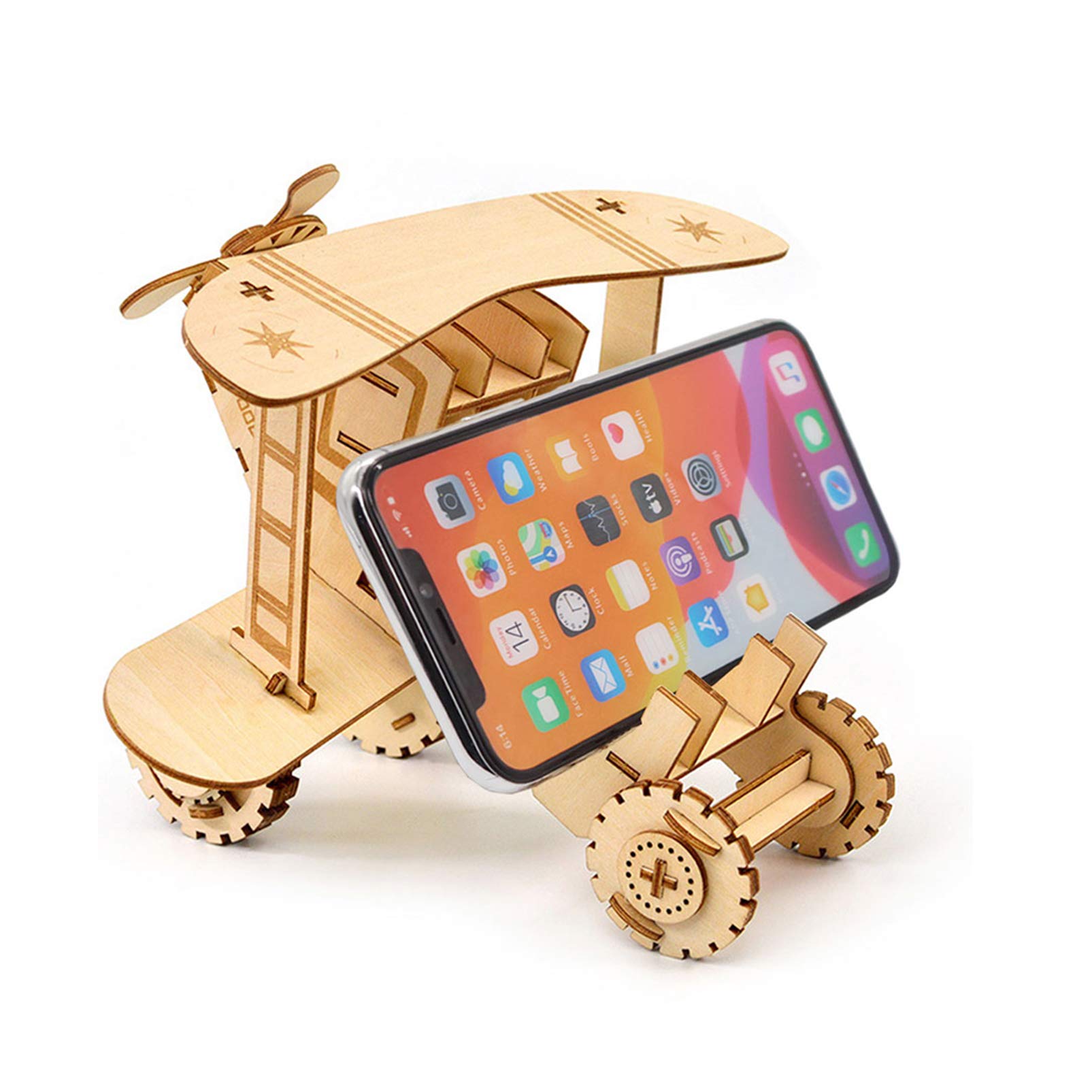 SEEHAN 3D Wooden Puzzle for Adults - Airplane Model Building Kit with Phone Stand Function | DIY Craft for Home Office Decor & Stress Relief