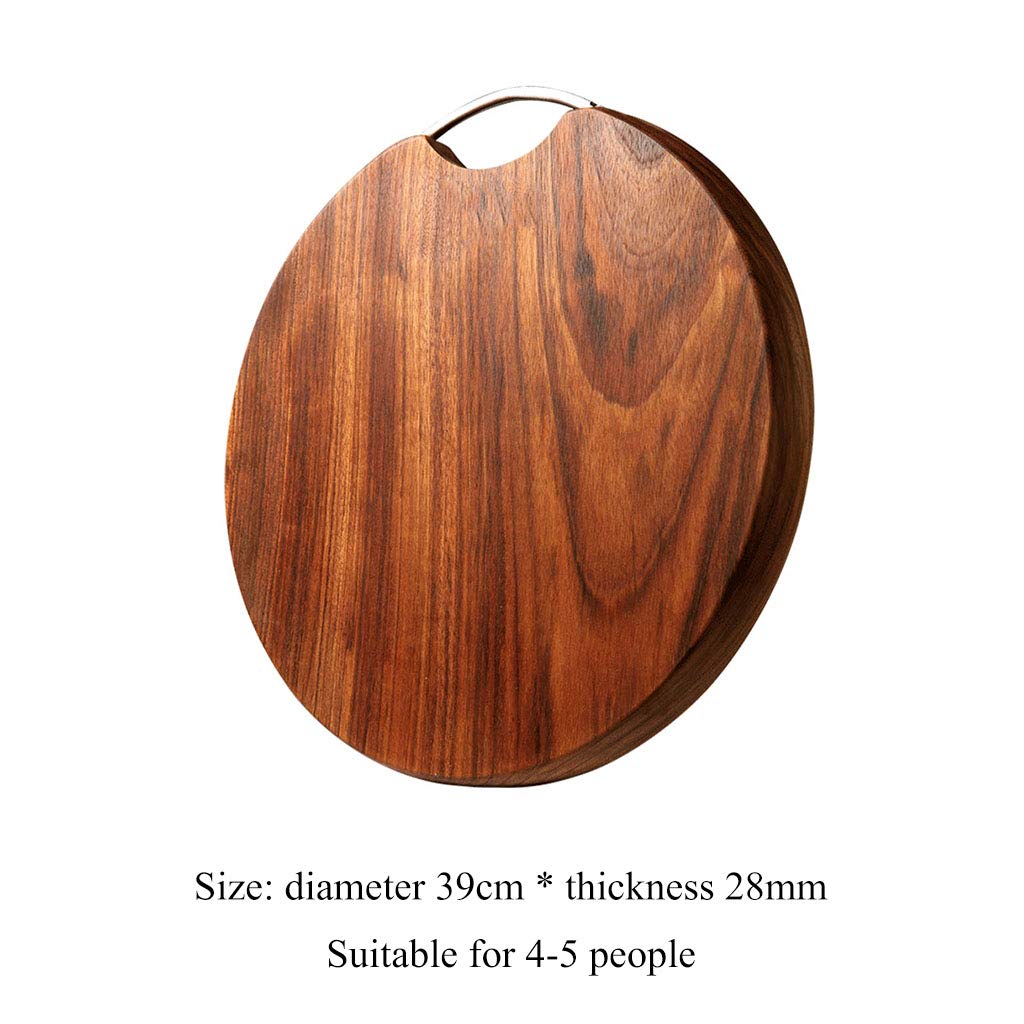 Premium Reversible Round Wooden Cutting Board with Stainless Steel Handle - Durable Kitchen Chopping Board for Meat, Vegetables, Fruits & Bread - Perfect for Home Cooking, BBQ & Food Prep (3 Sizes)