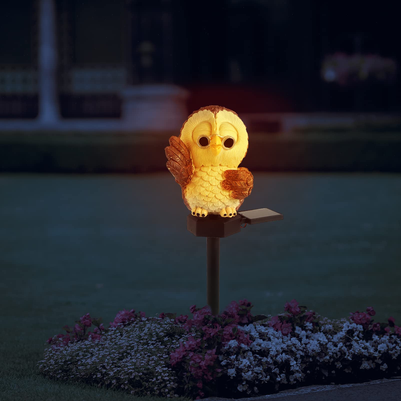 Solar Owl Lawn Lights - 2 Pack Outdoor Garden Decor, Waterproof Resin Solar Statue Lights for Yard, Pathway & Landscape - Eco-Friendly Solar Powered Owl Garden Decorations for Patio, Lawn & Backyard