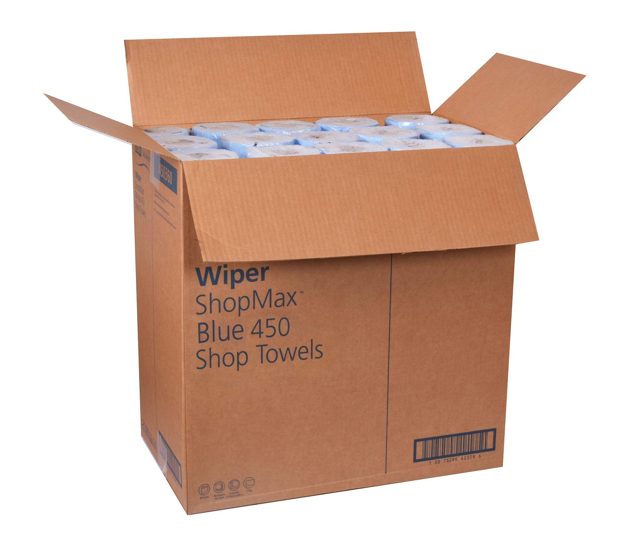 Tork ShopMax Heavy Duty Blue Paper Shop Towels - 30 Rolls x 60 Sheets (450360) | High Absorbency Industrial Towels for Auto Shops, Garages & Workshops | Commercial Grade Cleaning Supplies