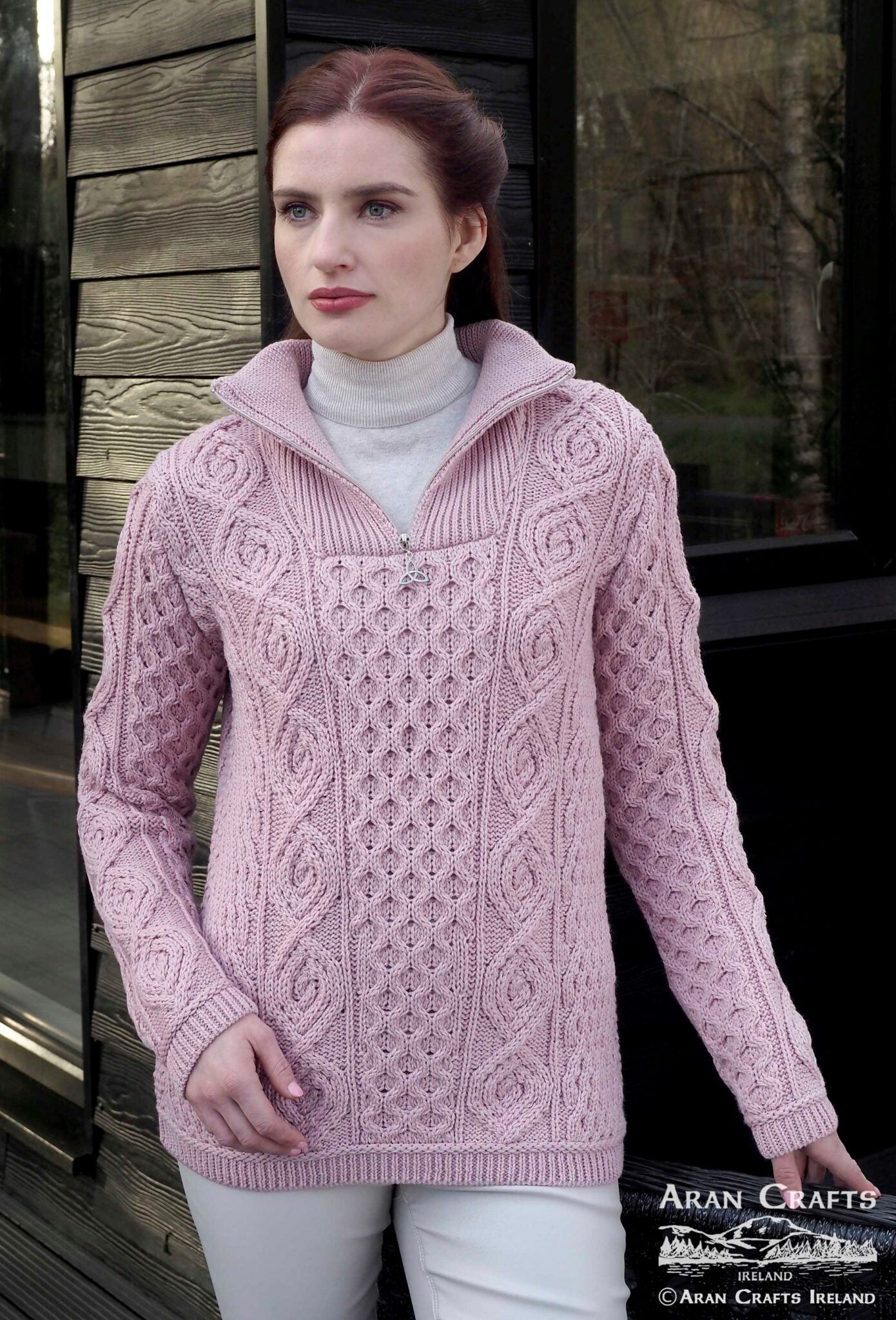 Half Zip Luxurious Sweater for Women - Soft Cashmere Blend Pullover [Navy, Beige] - Perfect for Work, Travel & Casual Outfits