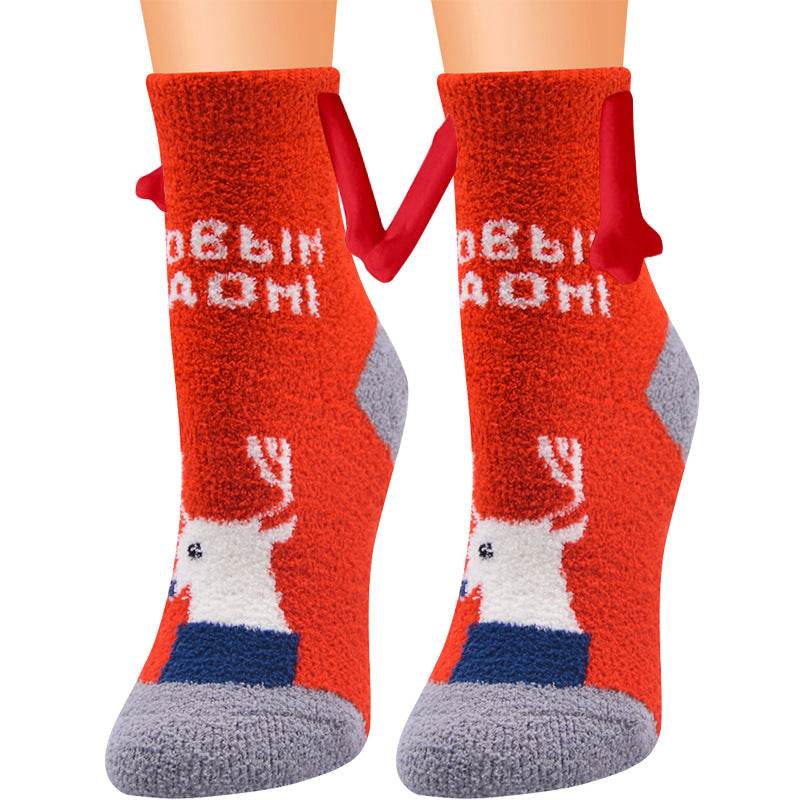 Hand In Hand Magnetic Christmas Socks - Festive Holiday Socks for Couples & Families - Perfect for Christmas Gifts, Stocking Stuffers & Winter Home Decor