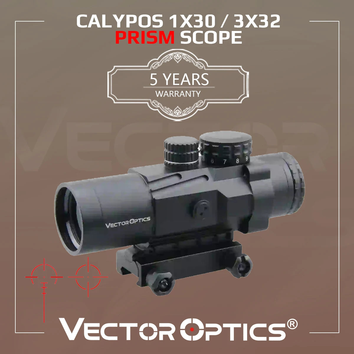 Vector Optics Calypos 1x30/3x32 Prism Riflescope - CQB Style Red Dot Sight for AR15 & M4 Rifles with Tactical Reticle - Fast Target Acquisition for Home Defense, Hunting & Tactical Shooting