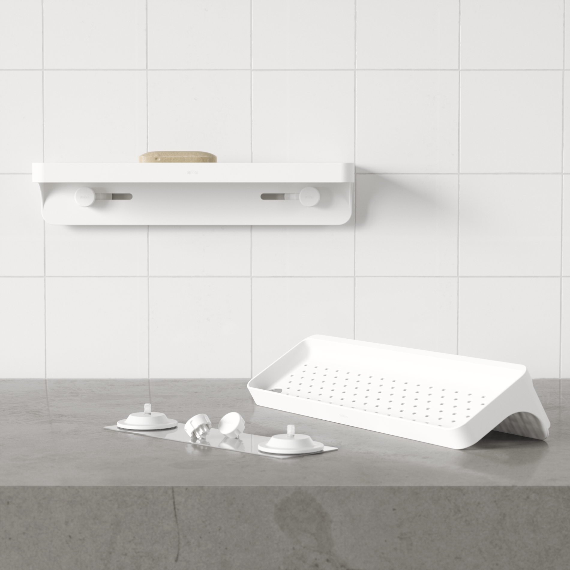 Flex Adhesive Wall Shelf - Strong Sticky Wall Mounted Shelves for Bathroom, Kitchen, Office | Space Saving Storage Solution for Home & Small Spaces