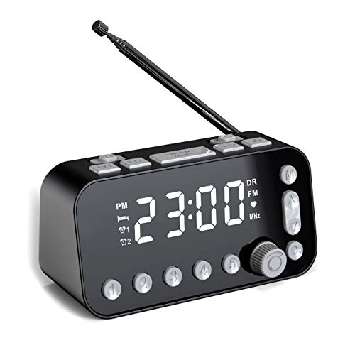 SVNA Digital Alarm Clock with DAB/FM Radio, Dual USB Charging Ports, Adjustable Backlight & Volume - Perfect for Bedroom, Office, and Travel Use