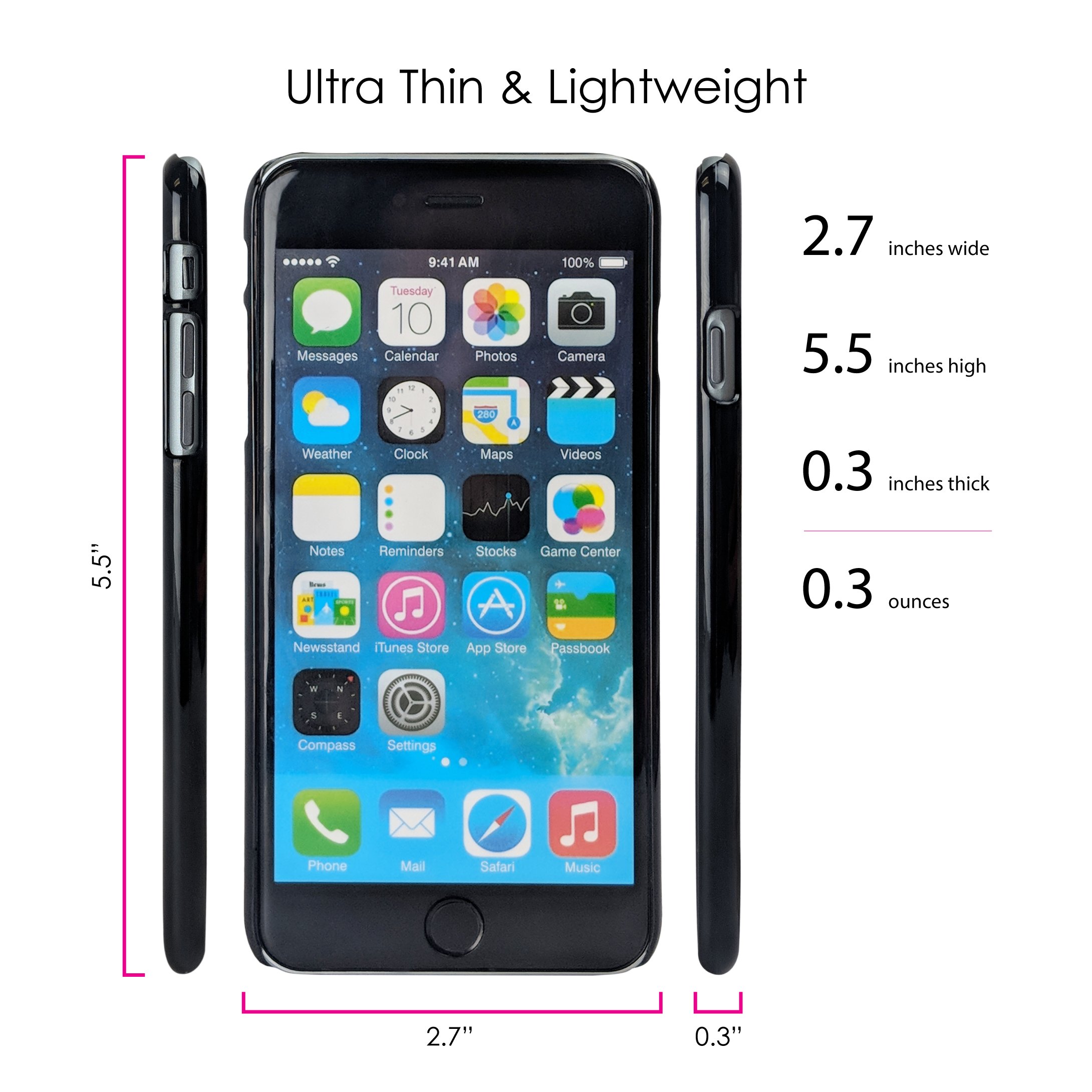 DistinctInk Ultra Slim Hard Plastic Case for iPhone 6/6S (Not Plus) - Custom Black Cover with Guitar Strings Design - Perfect for Music Lovers & Daily Protection