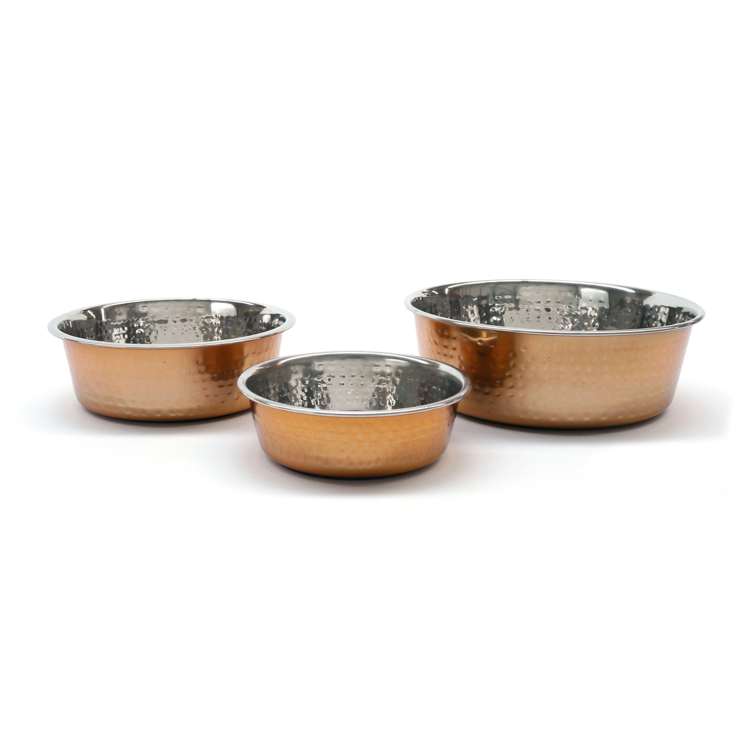 Premium Rosewood & Copper Non-Slip Stainless Steel Dog Bowl - 32oz (940ml) Modern Pet Food & Water Dish - Perfect for Home, Office & Travel Use