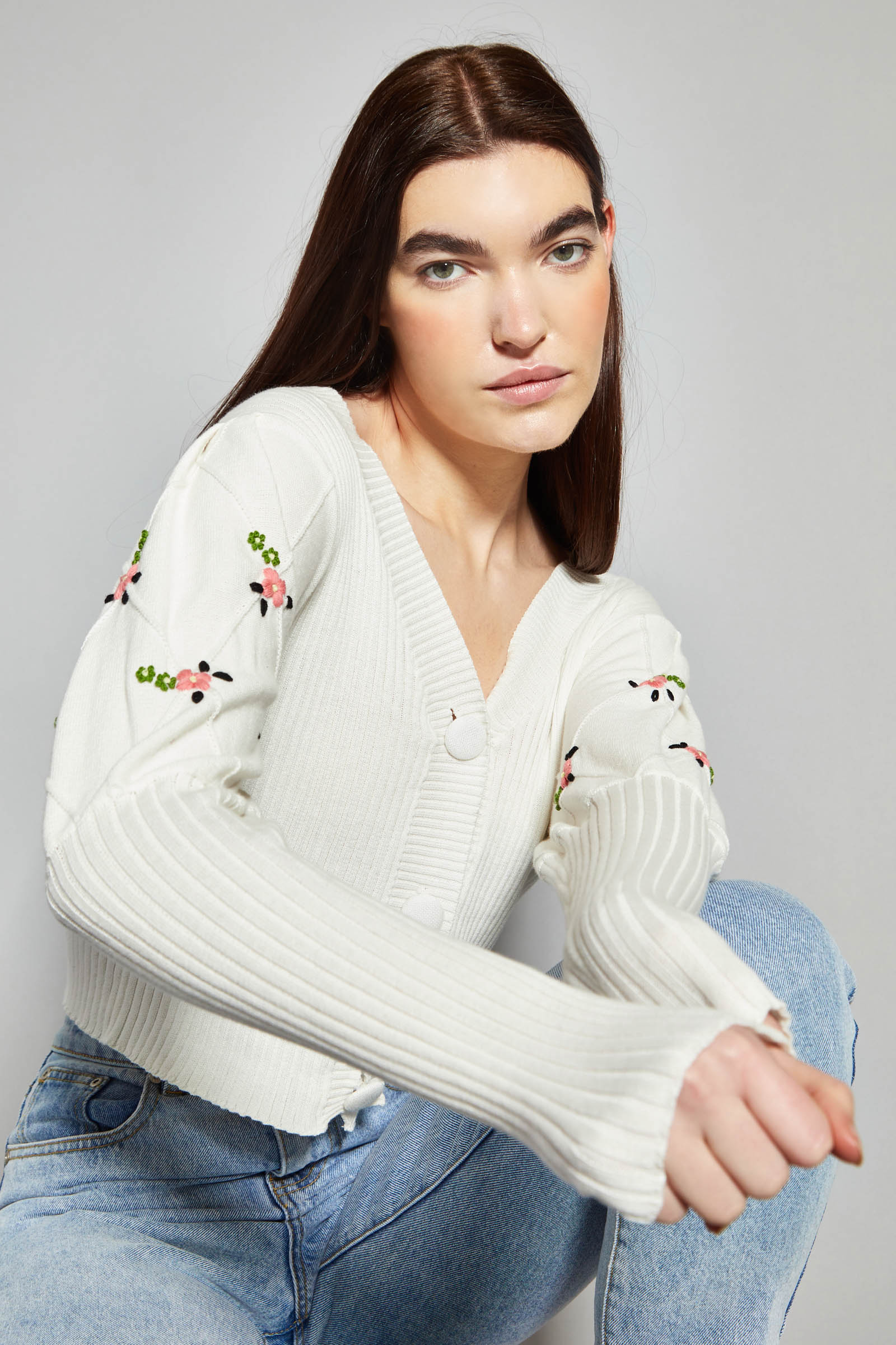 Elegant Rose Print Cardigan Sweater for Women - Soft Knit Wrap Top for Spring & Fall Fashion | Perfect for Office, Date Night & Casual Outfits