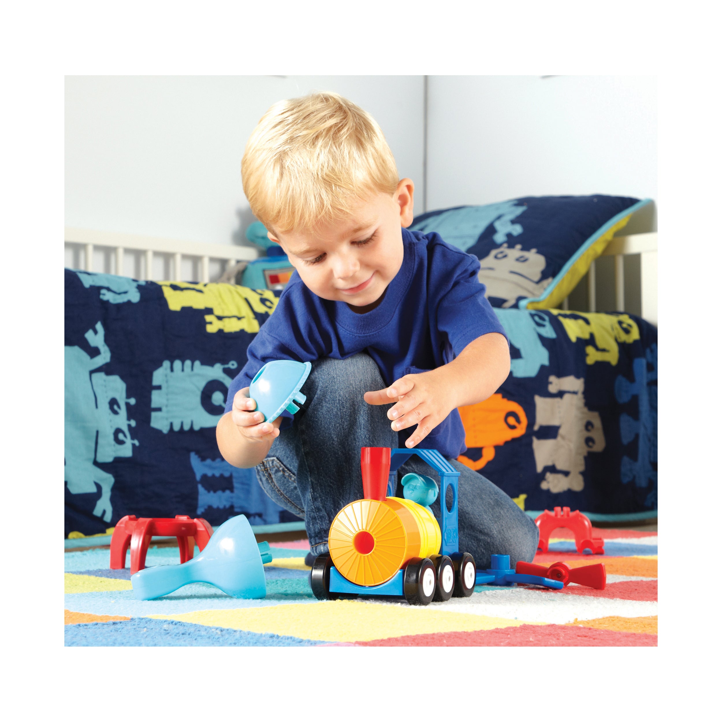 1 2 3 Build It! Rocket Train Helicopter STEM Learning Toys for Toddlers - Creative Construction Play Set for Early Childhood Development | Perfect for Birthday Gifts & Preschool Educational Activities