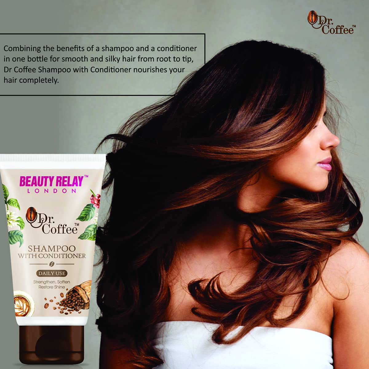 Beauty Relay London Dr. Coffee Shampoo & Conditioner Set - 200ml for Hair Growth & Scalp Care | Perfect for Dry, Damaged Hair at Home or Salon Use