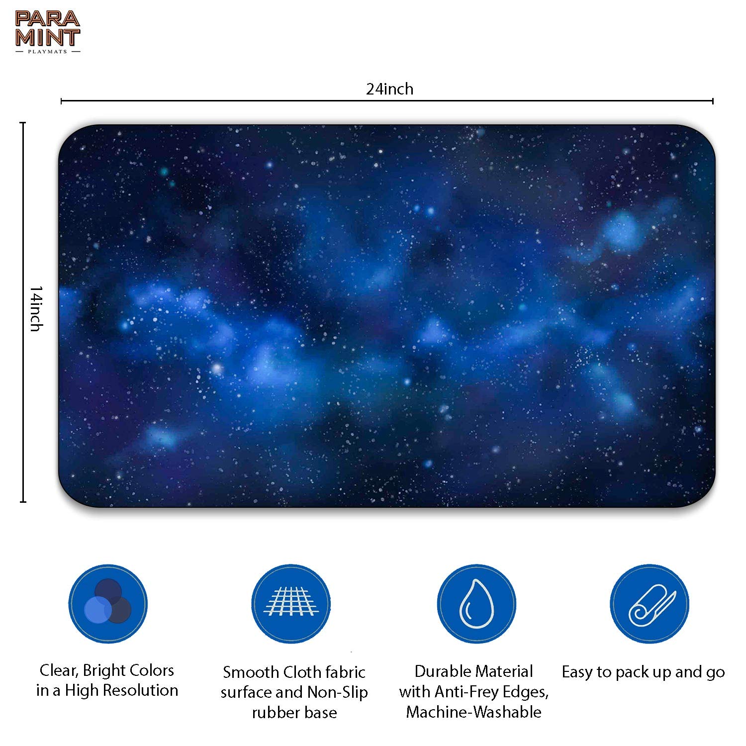 Cosmic Blue Stitched MTG Playmat - Magic The Gathering Game Mat for MTG, YuGiOh & TCG - Premium Original Art Design - Perfect for Card Game Tournaments & Casual Play