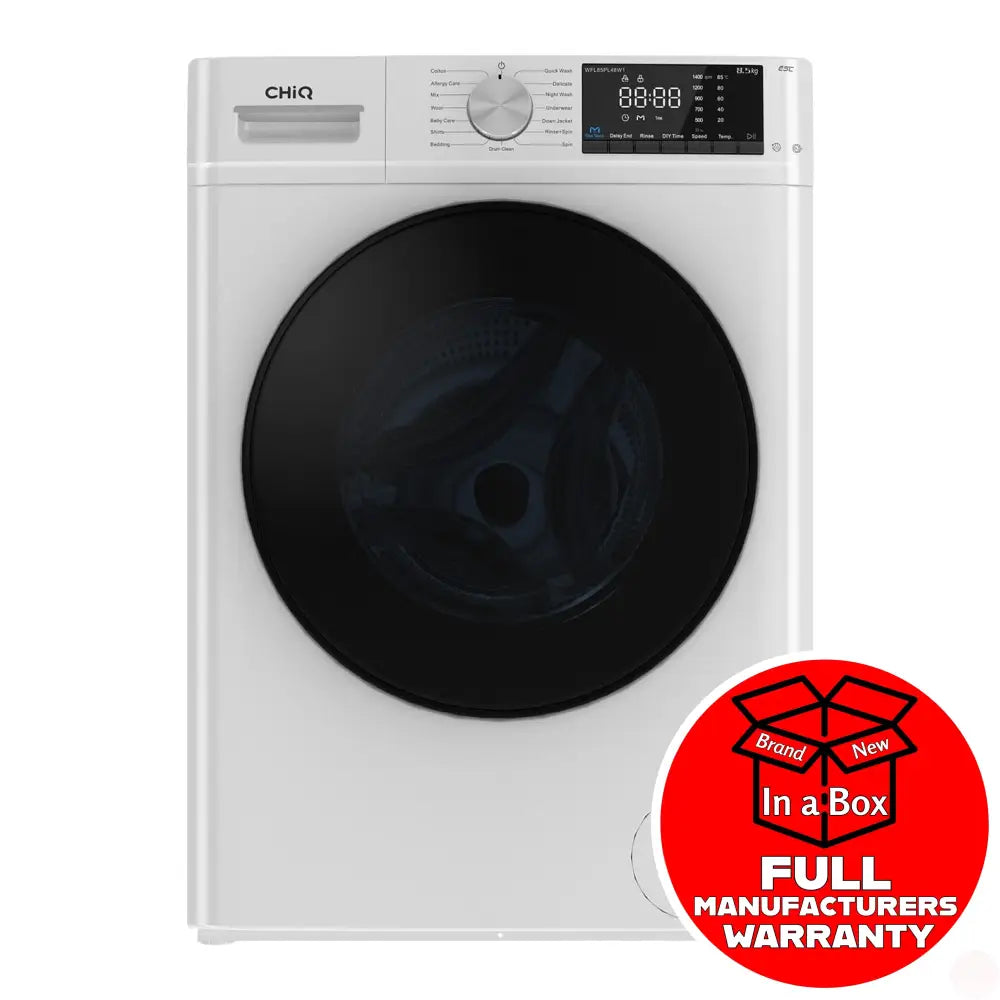 CHiQ WFL85PL48W1 8.5kg Front Load Washing Machine - Energy Efficient, Quiet Operation, Large Capacity for Family Laundry - Perfect for Apartments, Homes & Laundry Rooms