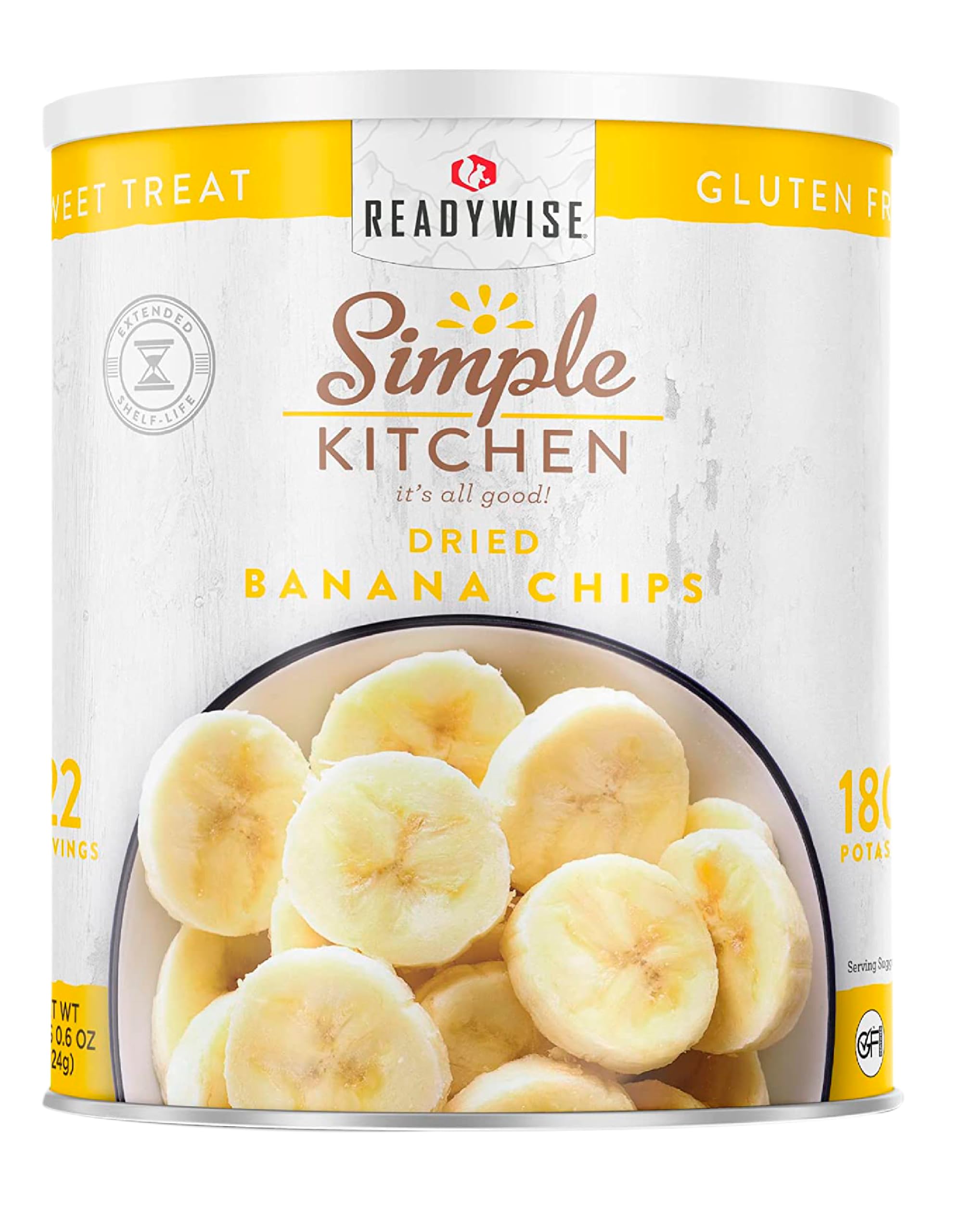 ReadyWise Dried Banana Chips - 22 Servings, Vegan, Gluten-Free, Healthy Fruit Snacks for Hiking, Camping & Emergency Food Storage | Crunchy Banana Slices Perfect for Trail Mix, Yogurt Topping & Kids Lunch Boxes