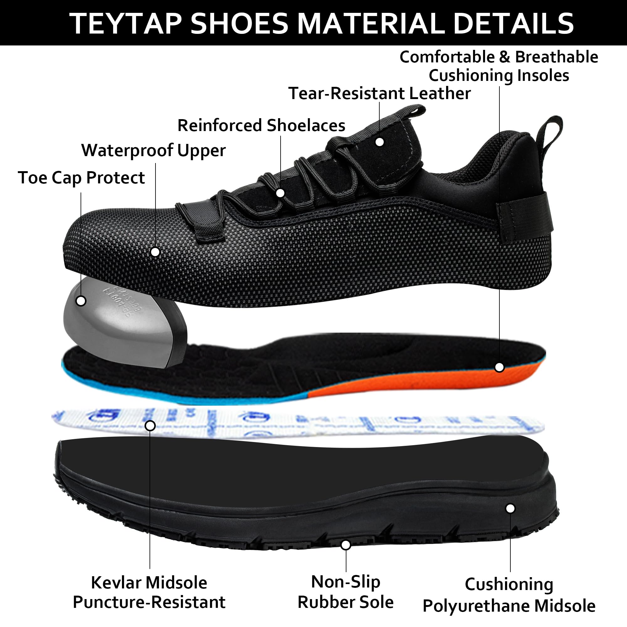 Steel Toe Work Boots for Men & Women - Waterproof Non-Slip Safety Shoes for Construction, Warehouse & Outdoor Work