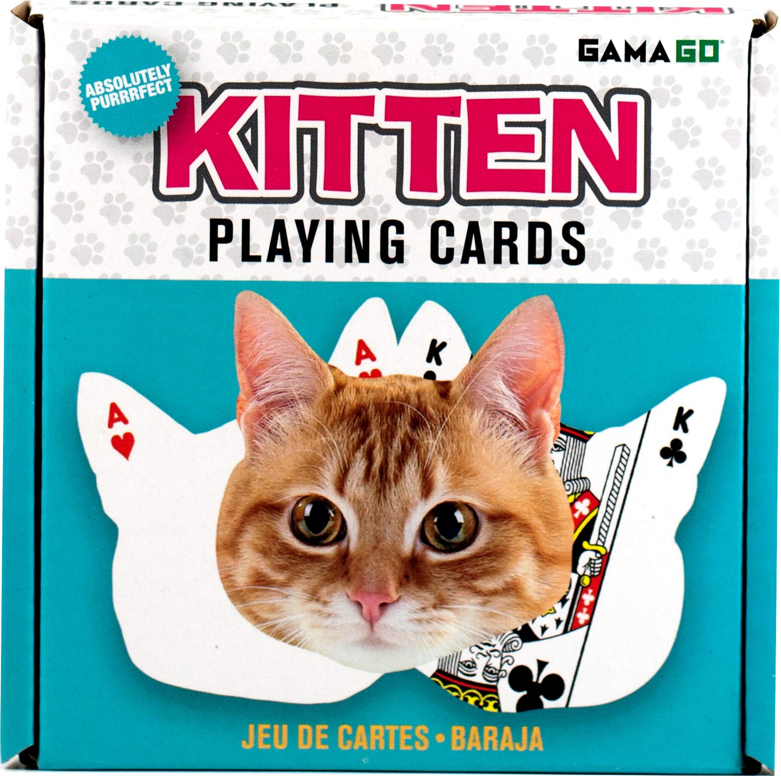 GAMAGO Kitten Playing Cards - Unique Cat-Shaped Deck for Poker, Blackjack & Fun Game Nights - Perfect Gift for Cat Lovers, Birthday Parties, Stocking Stuffers & White Elephant Exchanges - Vibrant Multicolor Design (3 Inches) - Great for Family Gatherings, Travel Games & Themed Parties