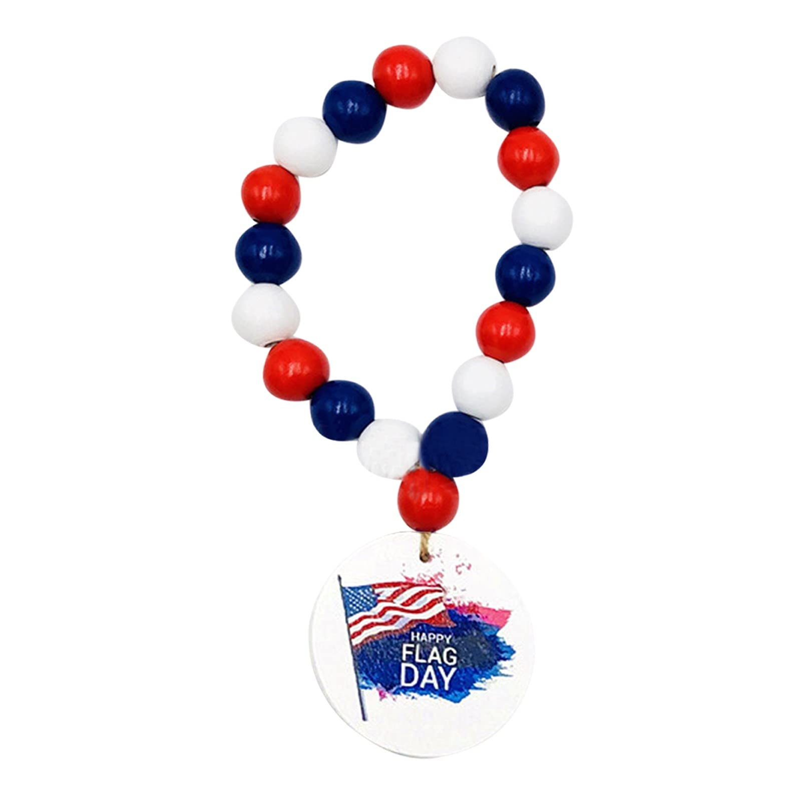 Patriotic Wooden Beaded Bracelet Pendant with American Flag Design - 1PC Independence Day Beaded Jewelry for Women & Men - Perfect for 4th of July Celebrations, Memorial Day & Veterans Day Gifts