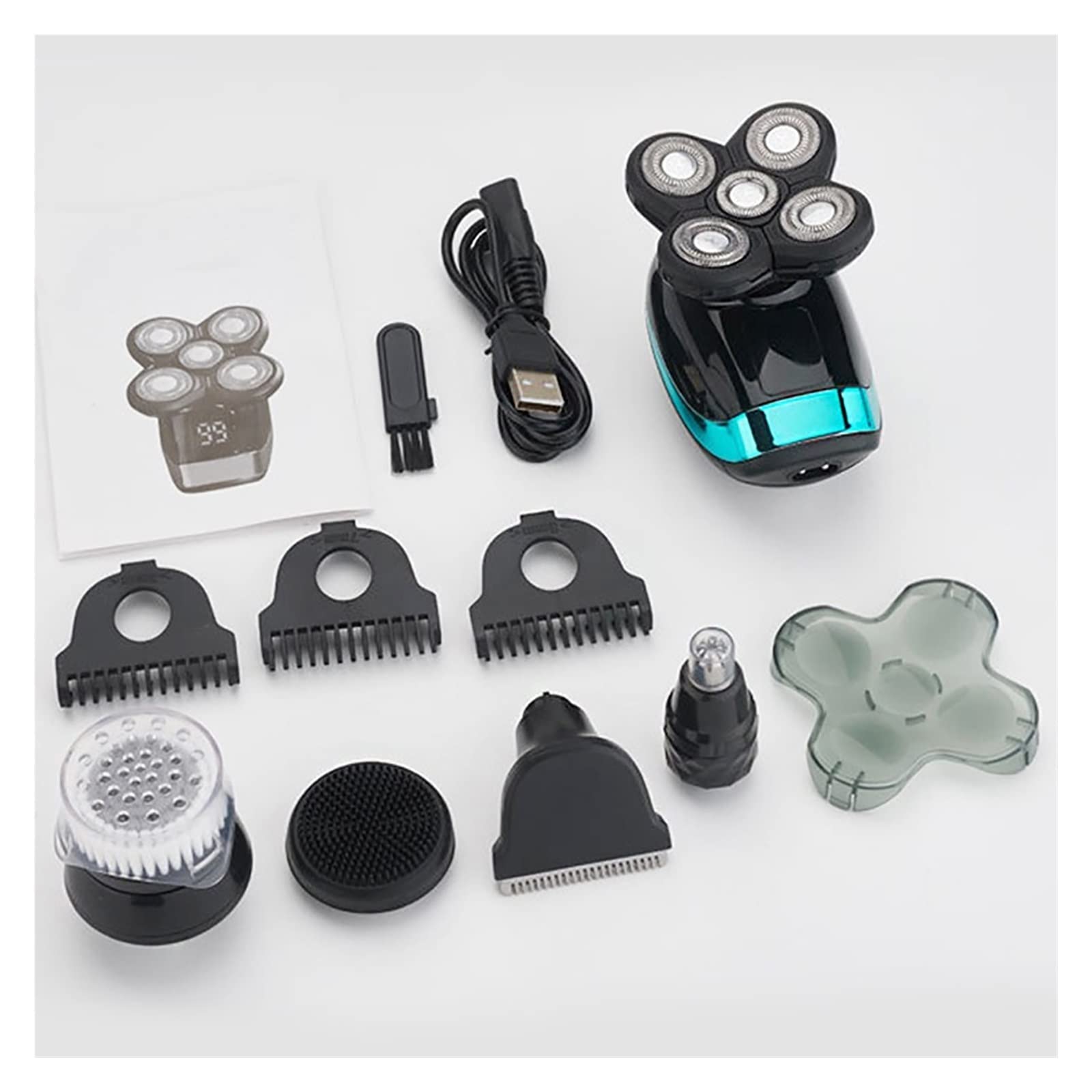 5-in-1 Waterproof Electric Razor for Men - USB Rechargeable Beard Trimmer, Bald Head Shaver & Hair Clipper | Perfect for Travel, Home & Gym Use