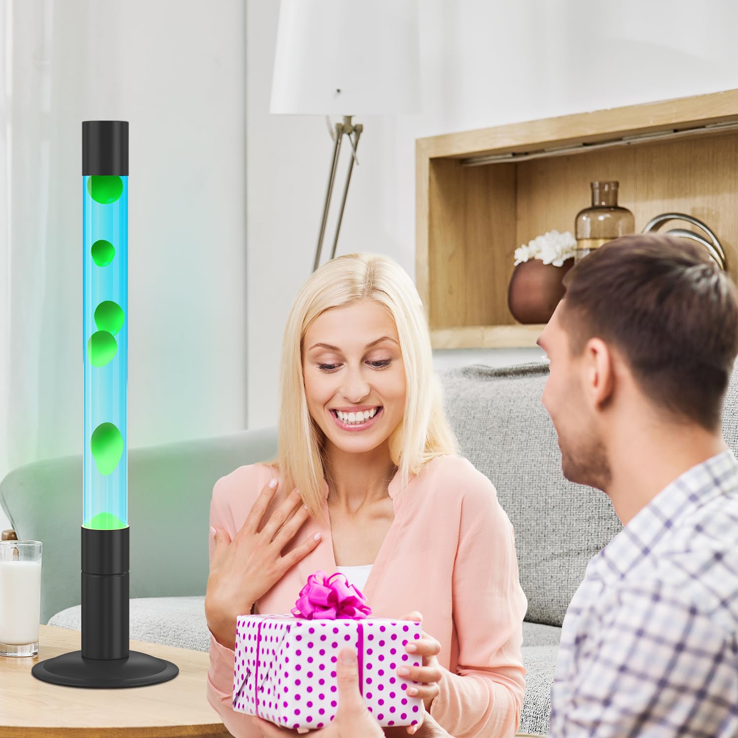 30-Inch Liquid Motion Lamps - Soothing Magma Lamp for Home & Office Decor, Relaxing Mood Light for Living Room, Bedroom, Meditation & Stress Relief (Blue Water with Green Wax)