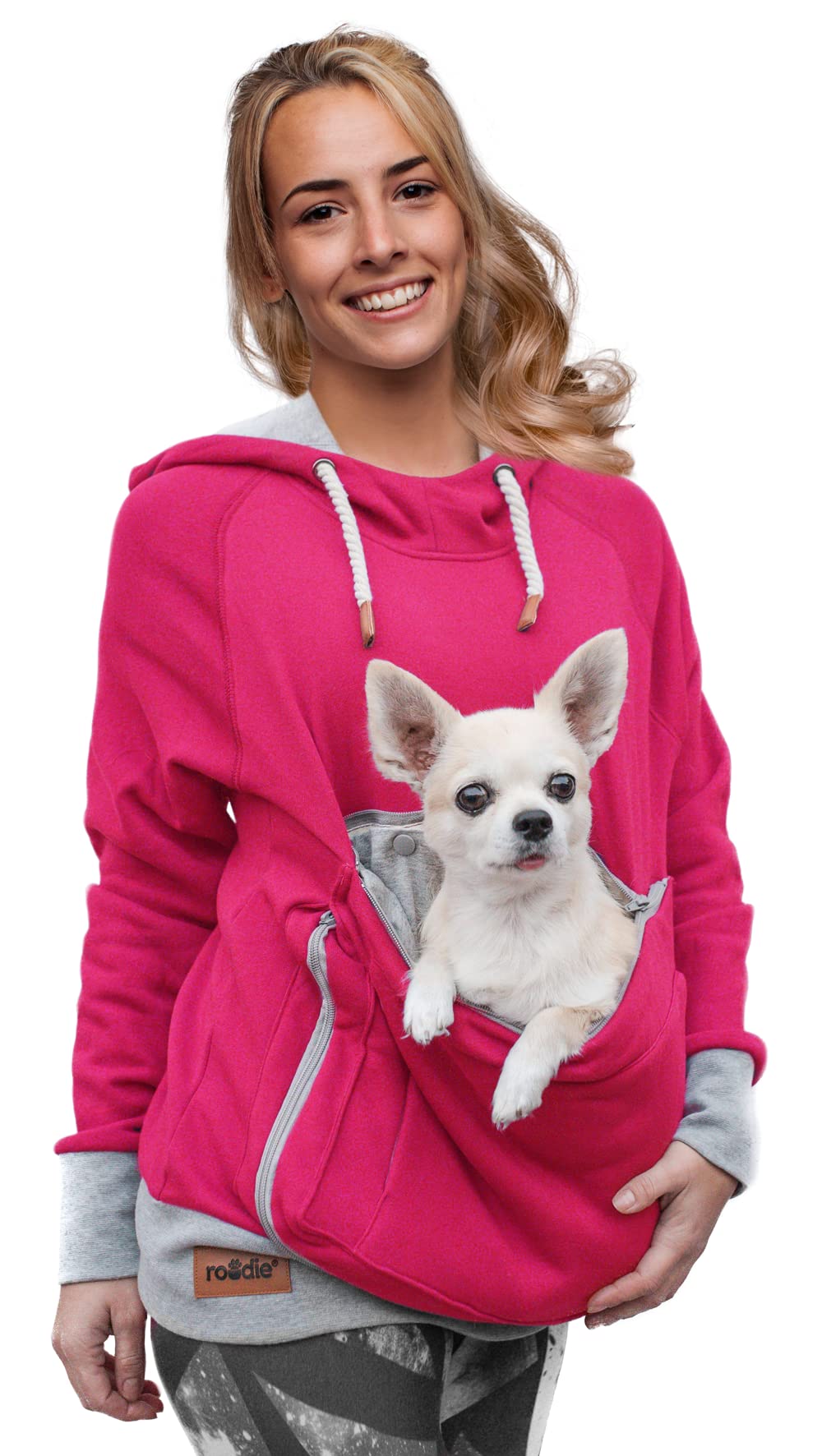 Small Pet Carrier Hoodie - Kangaroo Pouch Sweatshirt for Dogs & Cats - No Ears Design - Women's Fit - Perfect for Outdoor Walks & Travel