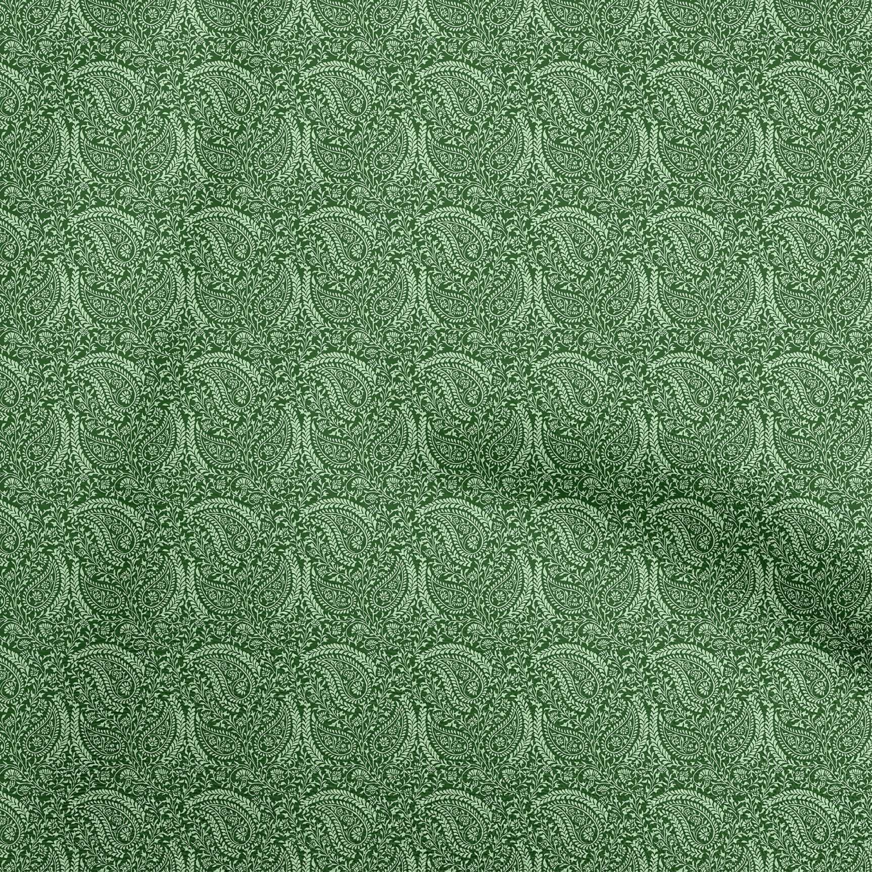 Velvet Green Paisley Printed Fabric by The Yard - 58 Inch Wide for DIY Clothing, Sewing Projects & Home Decor | Soft, Durable & Stylish Sewing Supplies