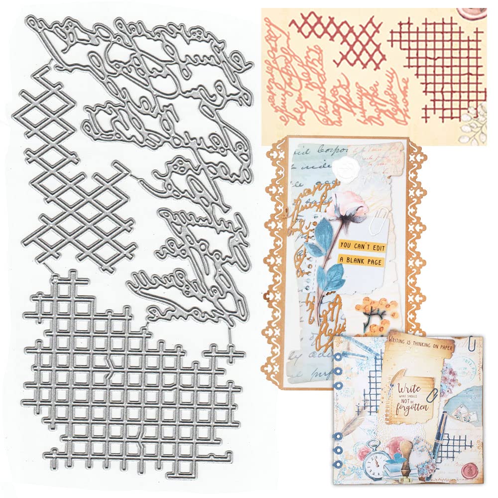 ALIBBON Square Plaid & Wavy Line Background Die Cuts for Card Making, Scrapbooking, DIY Photo Albums - Metal Embossing Templates for Paper Craft Decoration - Perfect for Wedding Invitations, Greeting Cards, and Memory Books