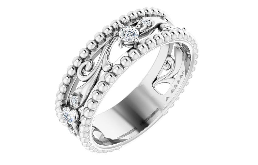 14K White Gold Polished 1/5 CTW Diamond Anniversary Wedding Band Ring - Size 7 - Perfect for Weddings, Anniversaries & Special Occasions