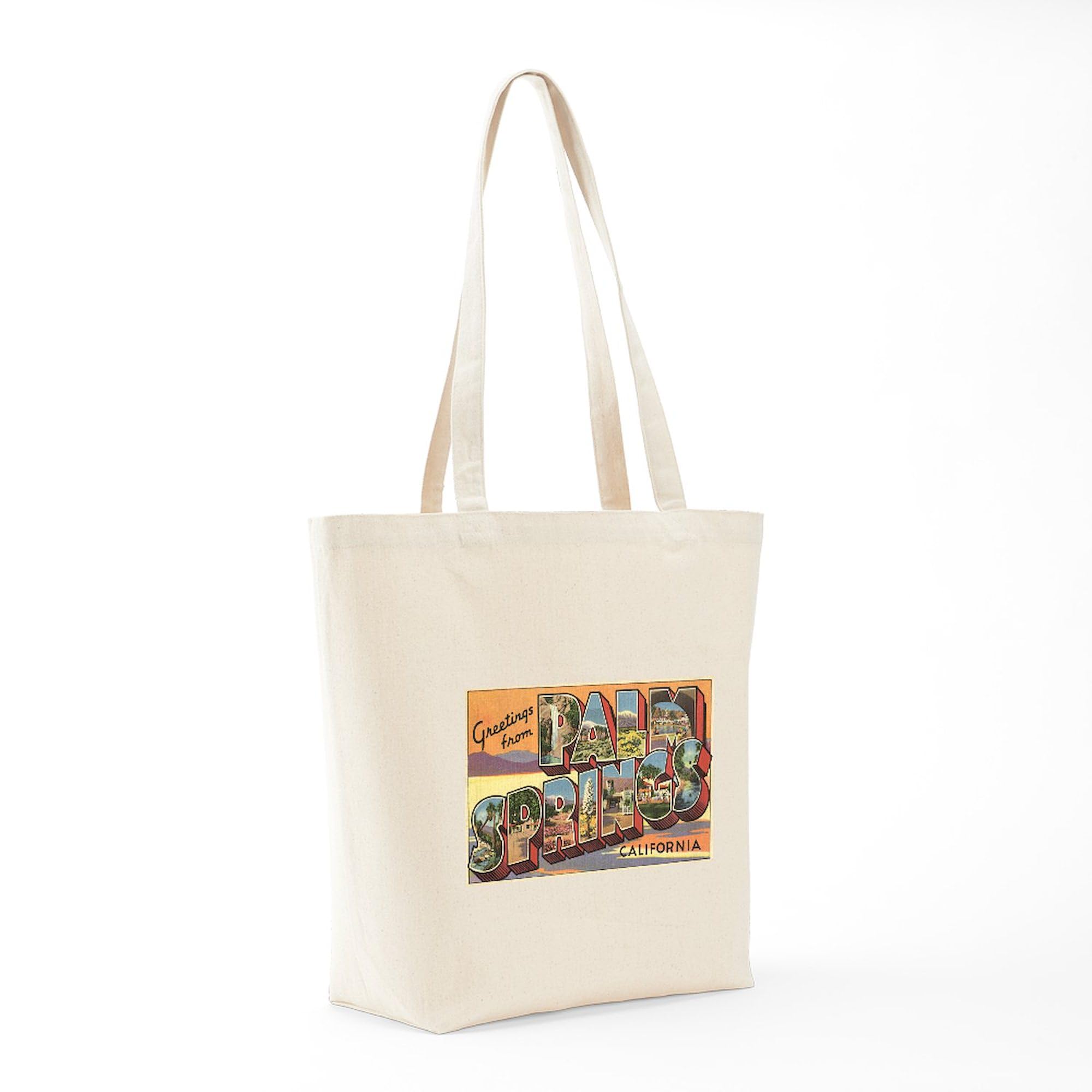 Greetings From Palm Springs Natural Canvas Tote Bag - Eco-Friendly Reusable Shopping Bag for Beach, Grocery & Travel | CafePress