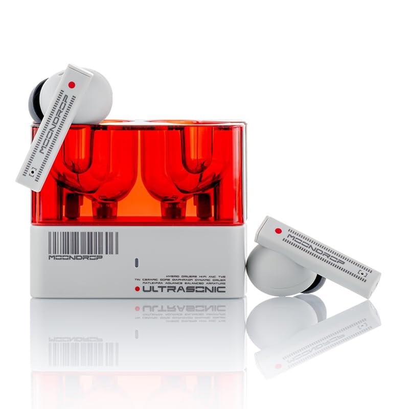Moondrop Ultrasonic Hybrid Drivers TWS Earbuds with ANC & LDAC, Bluetooth 5.3 Wireless Headphones, 13mm Dynamic Driver - Perfect for Gym, Travel & Workout