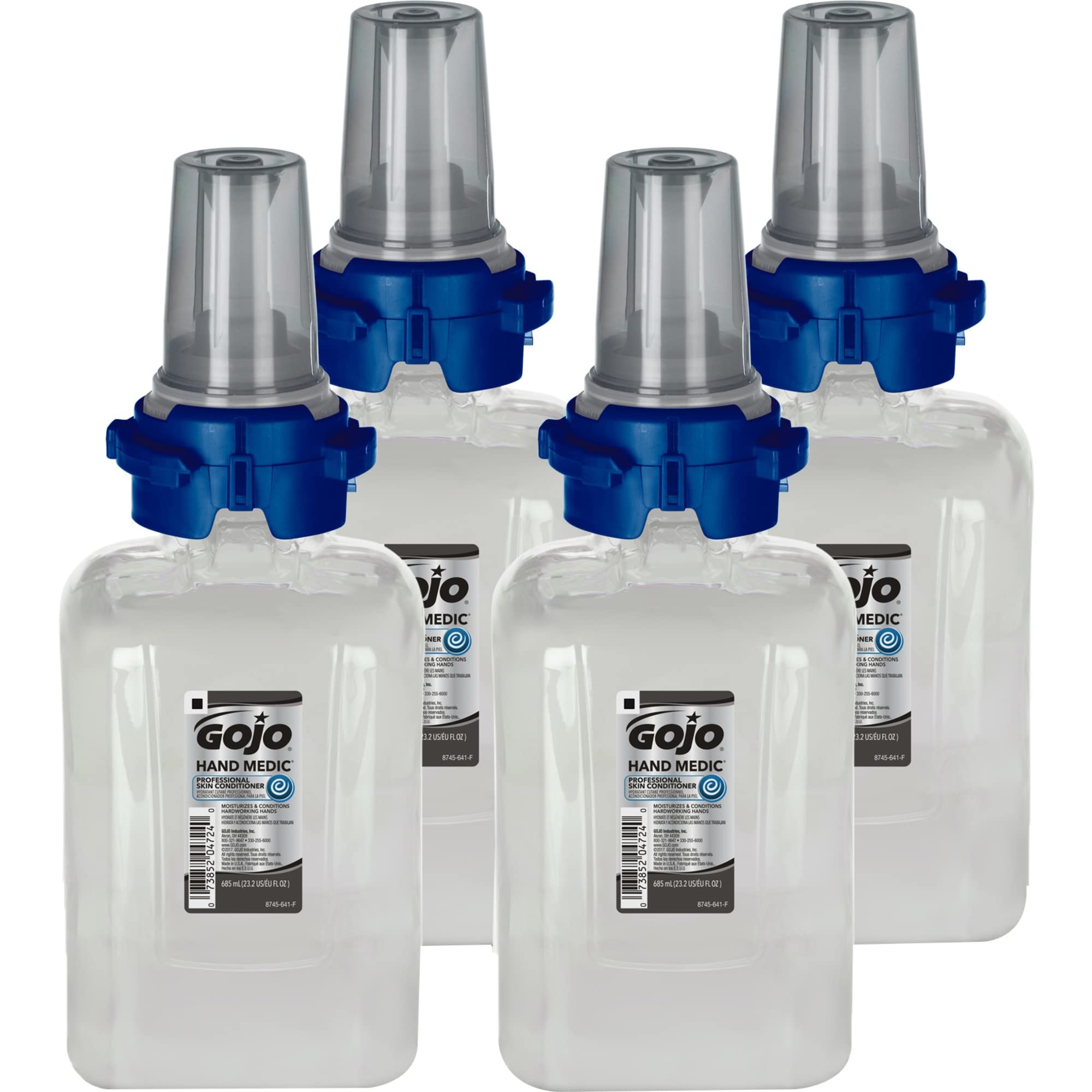GOJO HAND MEDIC Professional Skin Conditioner Refill - Fragrance Free, 685 mL (Pack of 4) for ADX-7 Dispenser | Industrial Hand Care Solution for Dry, Cracked Skin | Ideal for Healthcare, Manufacturing & Food Service Workers