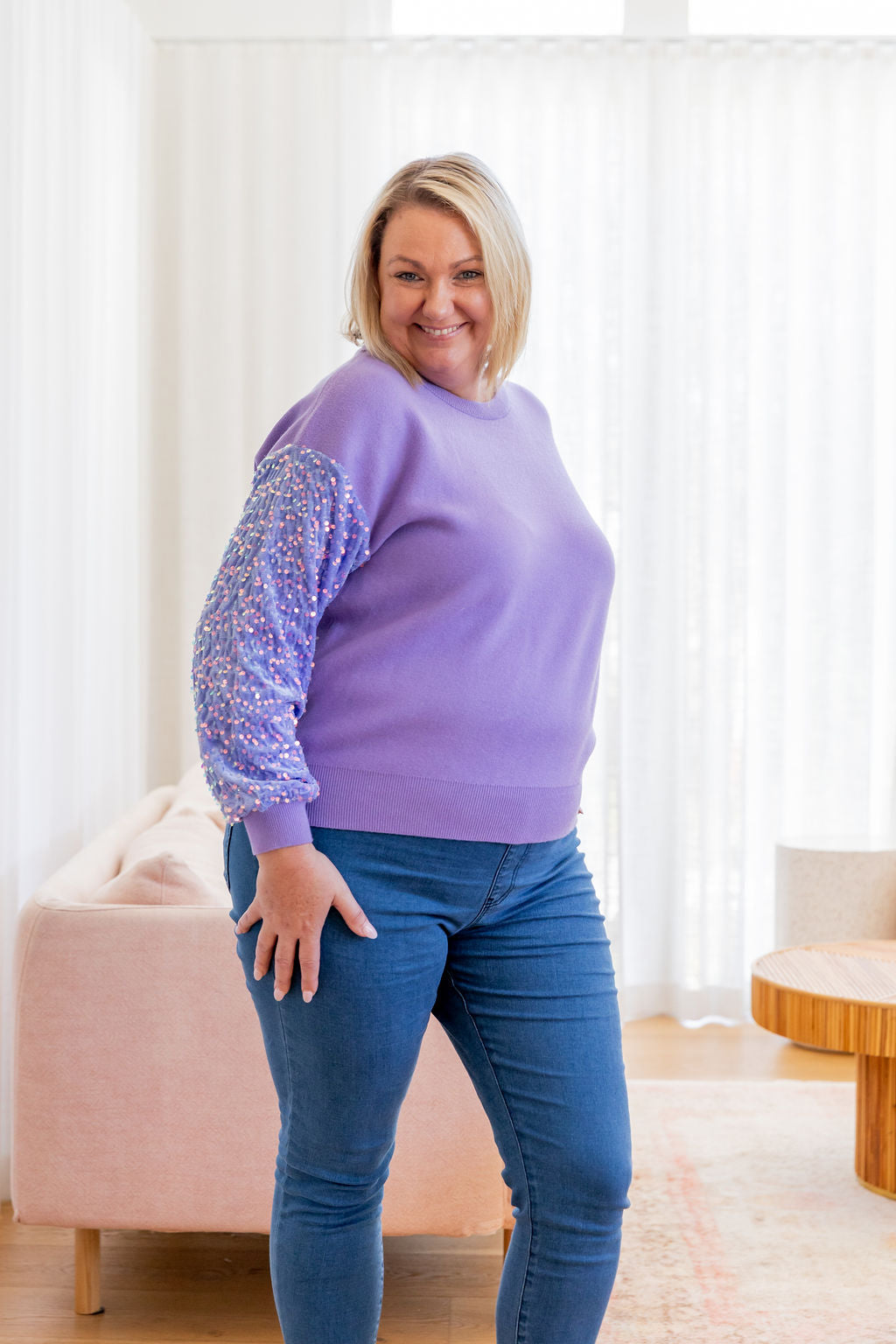 Lilac Glam Knit Sweater for Women - Cozy & Stylish Pullover for Fall & Winter Fashion | Perfect for Casual Outings & Office Wear