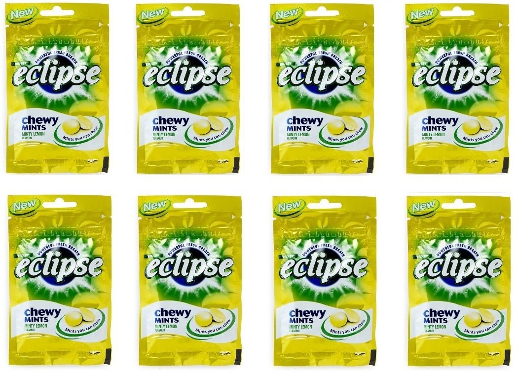 Wrigley's Eclipse Lemon Chewy Mints - 8 Pack for Fresh Breath & Long-Lasting Mint Flavor | Perfect for Office, Travel, and After-Meal Freshness