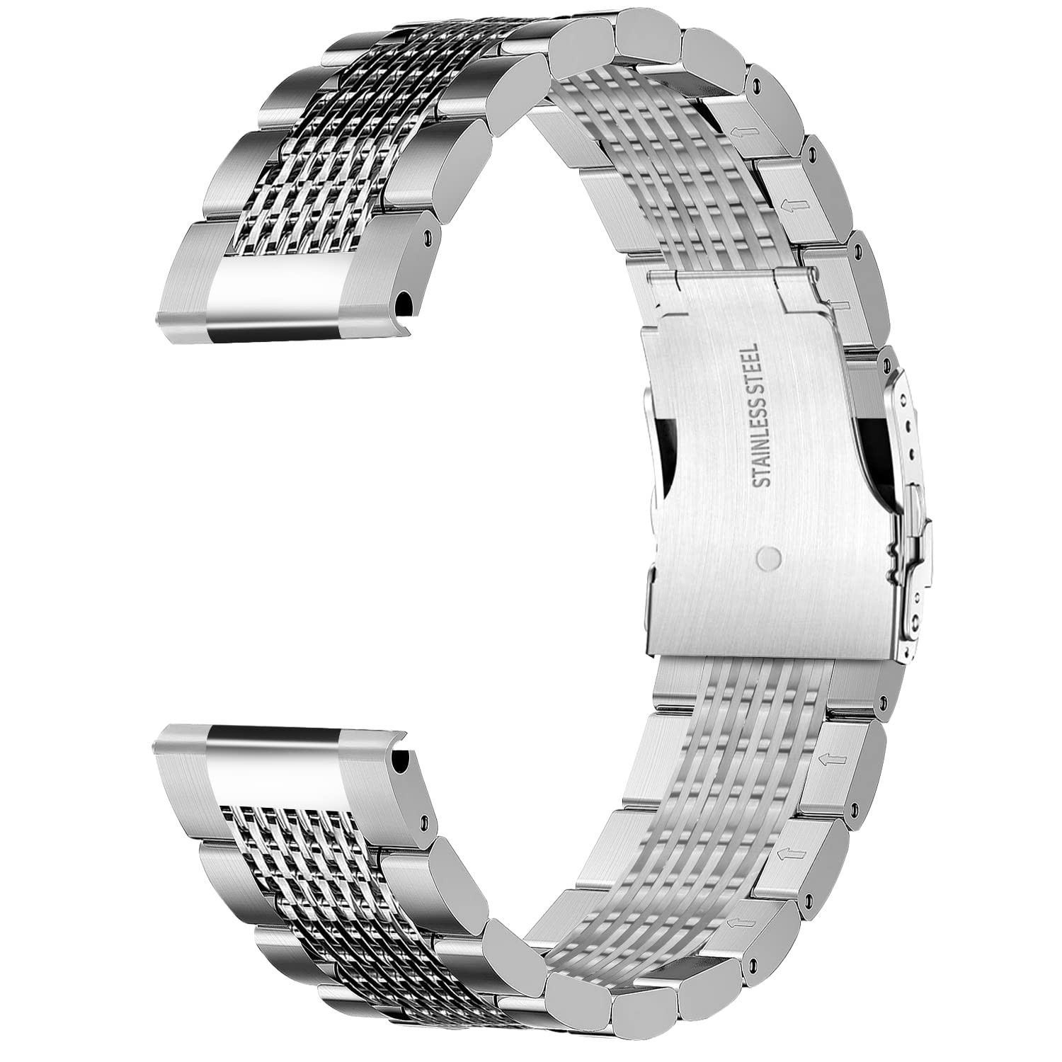 Premium Quick Release Stainless Steel Watch Band - 18mm 20mm 22mm 24mm Sizes for Men & Women | Luxury Metal Replacement Strap for Apple Watch, Samsung, Fitbit - Perfect for Work, Gym & Everyday Wear