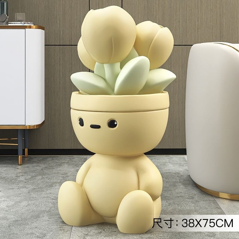Flower Man Kids Room Storage Organizer - Decorative Plant Statue for Nursery, Bedroom & Playroom - Perfect for Toy Storage & Room Decor