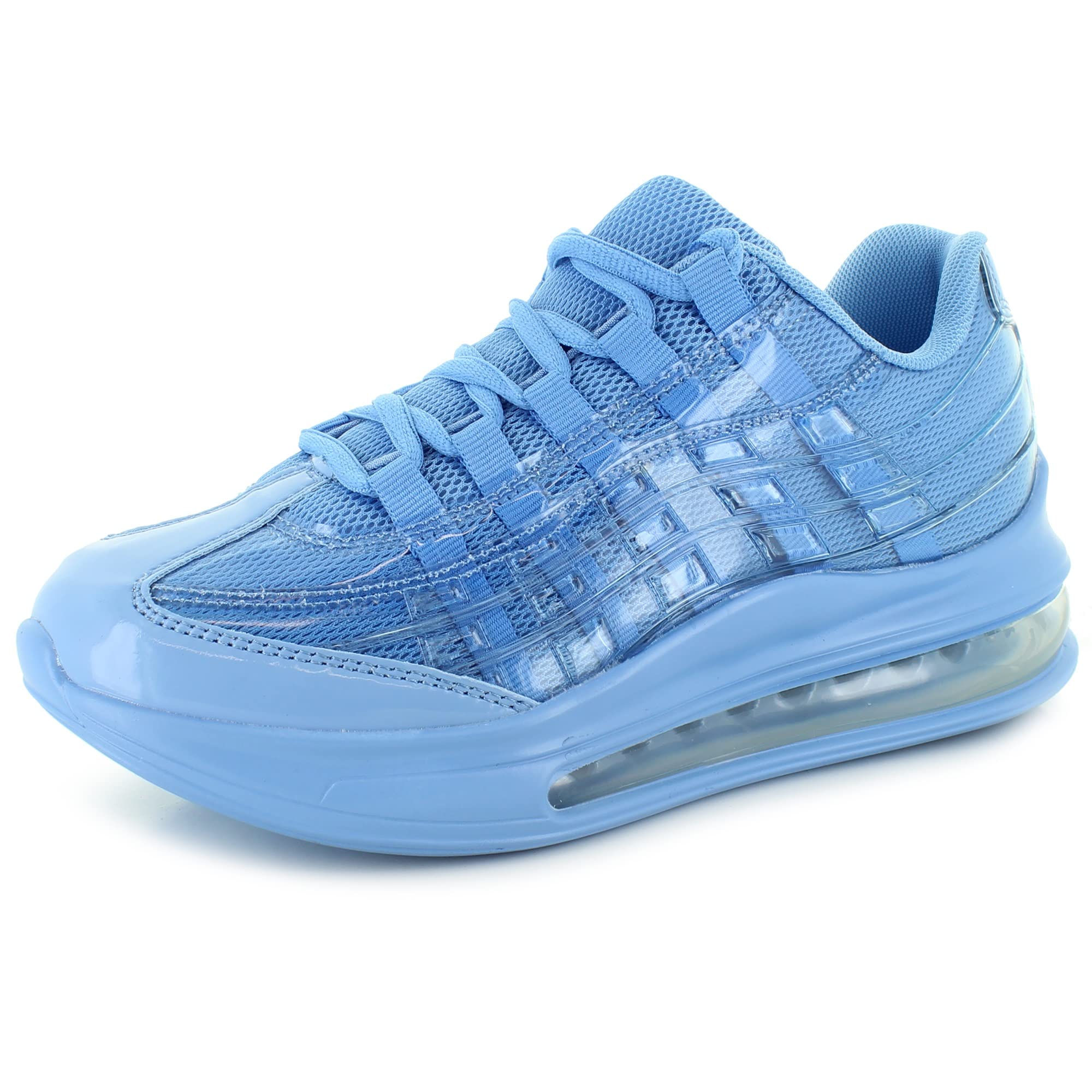 Cape Robbin Downshifter Blue Lightweight Bubble Lace-Up Fashion Sneakers for Women - Comfortable Walking Shoes for Casual Outfits & Everyday Wear
