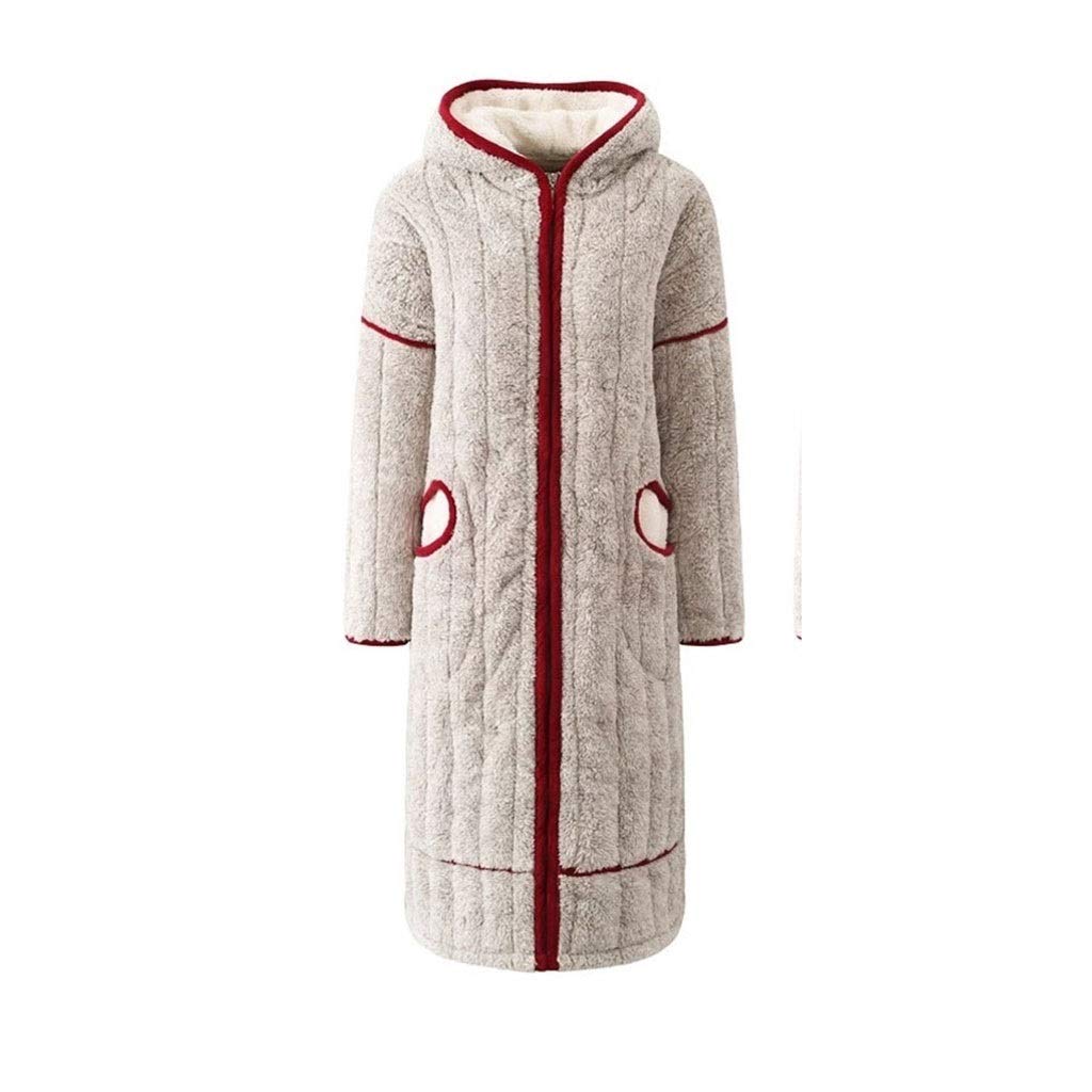 Women's Winter Flannel Bathrobe with Zipper & Hood - Thick Warm Long Nightgown, Cozy Fleece Dressing Gown for Home, Lounge & Spa (Medium) - Perfect for Relaxing, Morning Coffee & Cold Weather Comfort