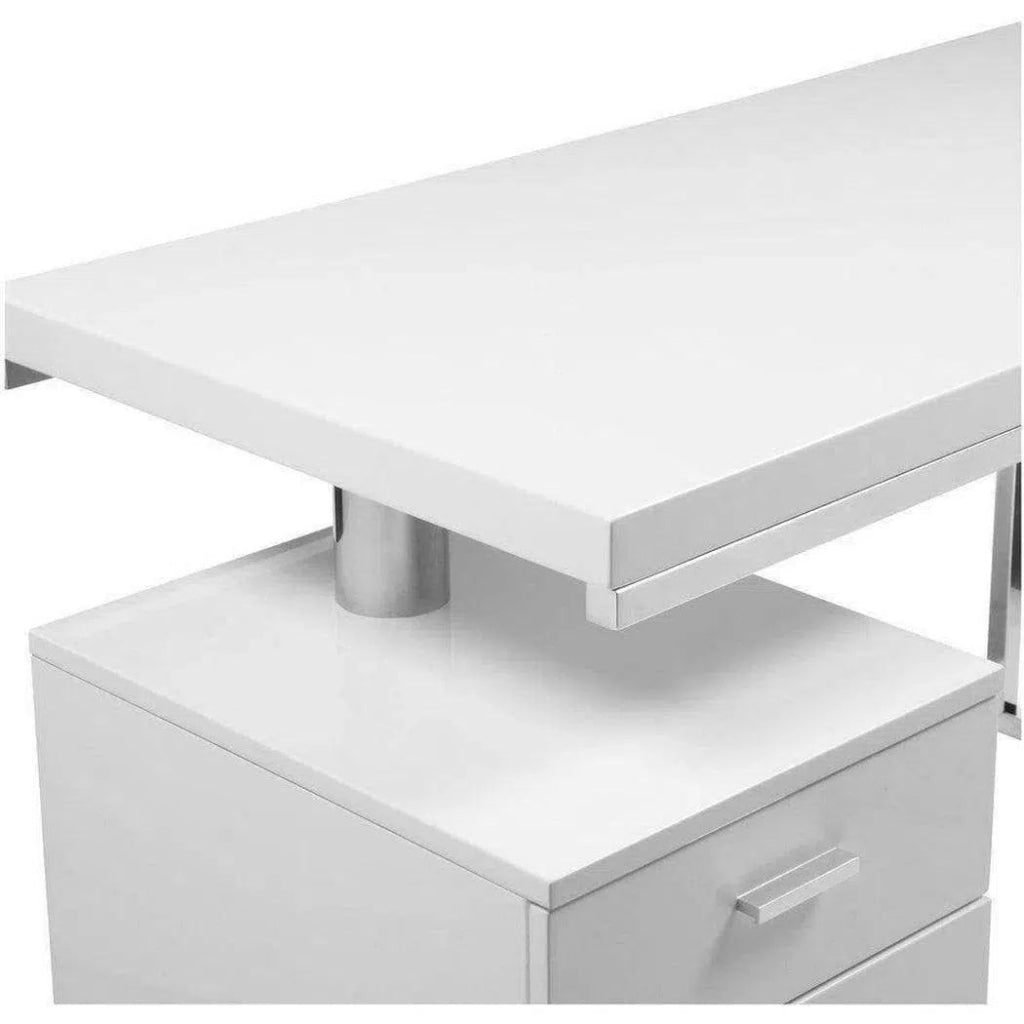 51 Inch White Modern Executive Desk - Home Office & Business Workstation for Professionals & Remote Workers