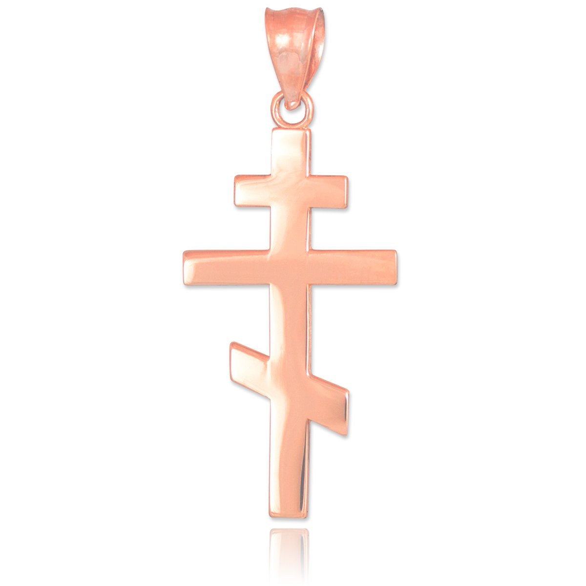 10k Rose Gold Russian Orthodox Cross Pendant for Women - Elegant Religious Jewelry Gift for Baptism, Church & Everyday Wear