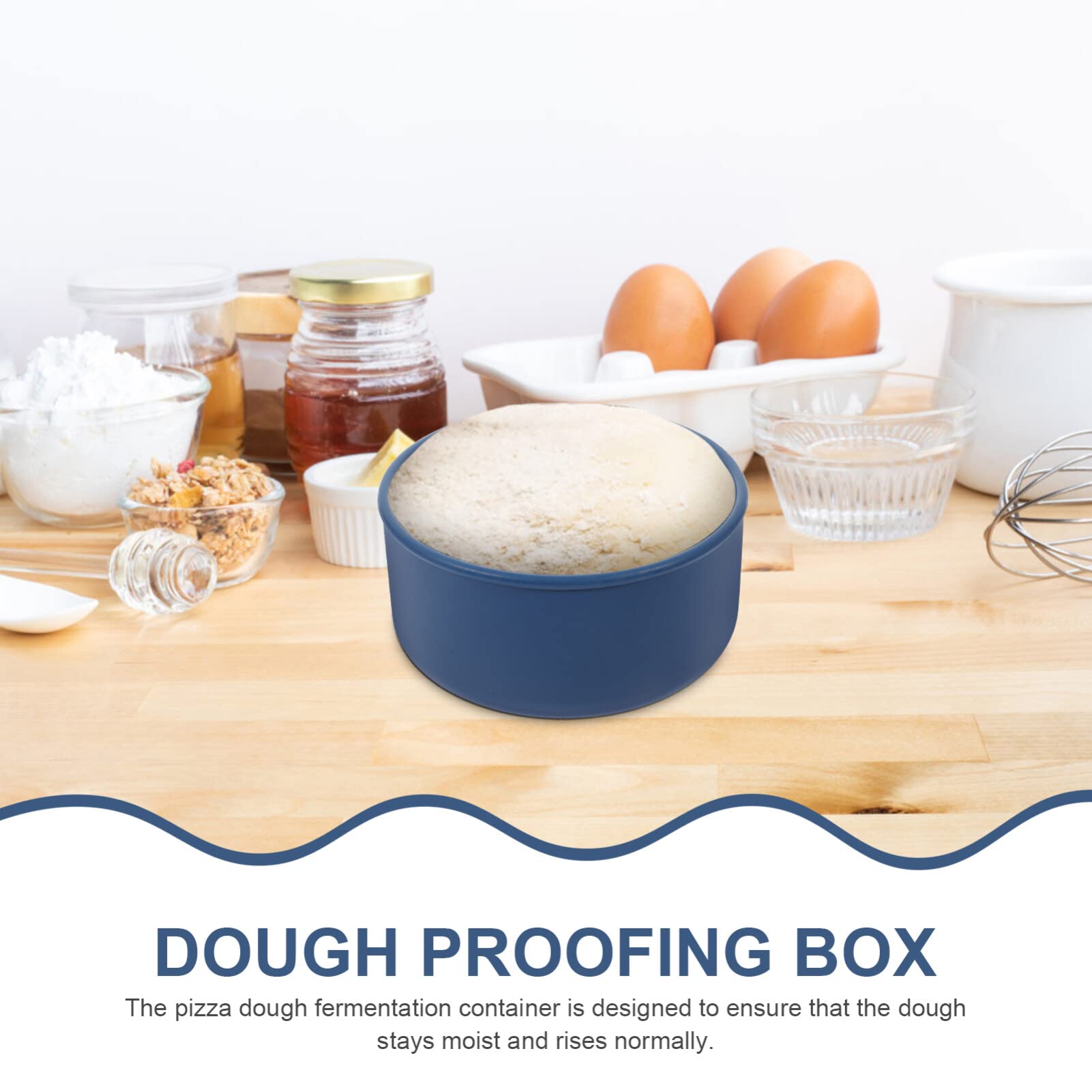 DOITOOL 4PCS Stackable Pizza Dough Proofing Box Set with Lid - 700ml Family Size Silicone Dough Rising Container (Blue) - Perfect for Home Baking, Pizza Making & Bread Proofing