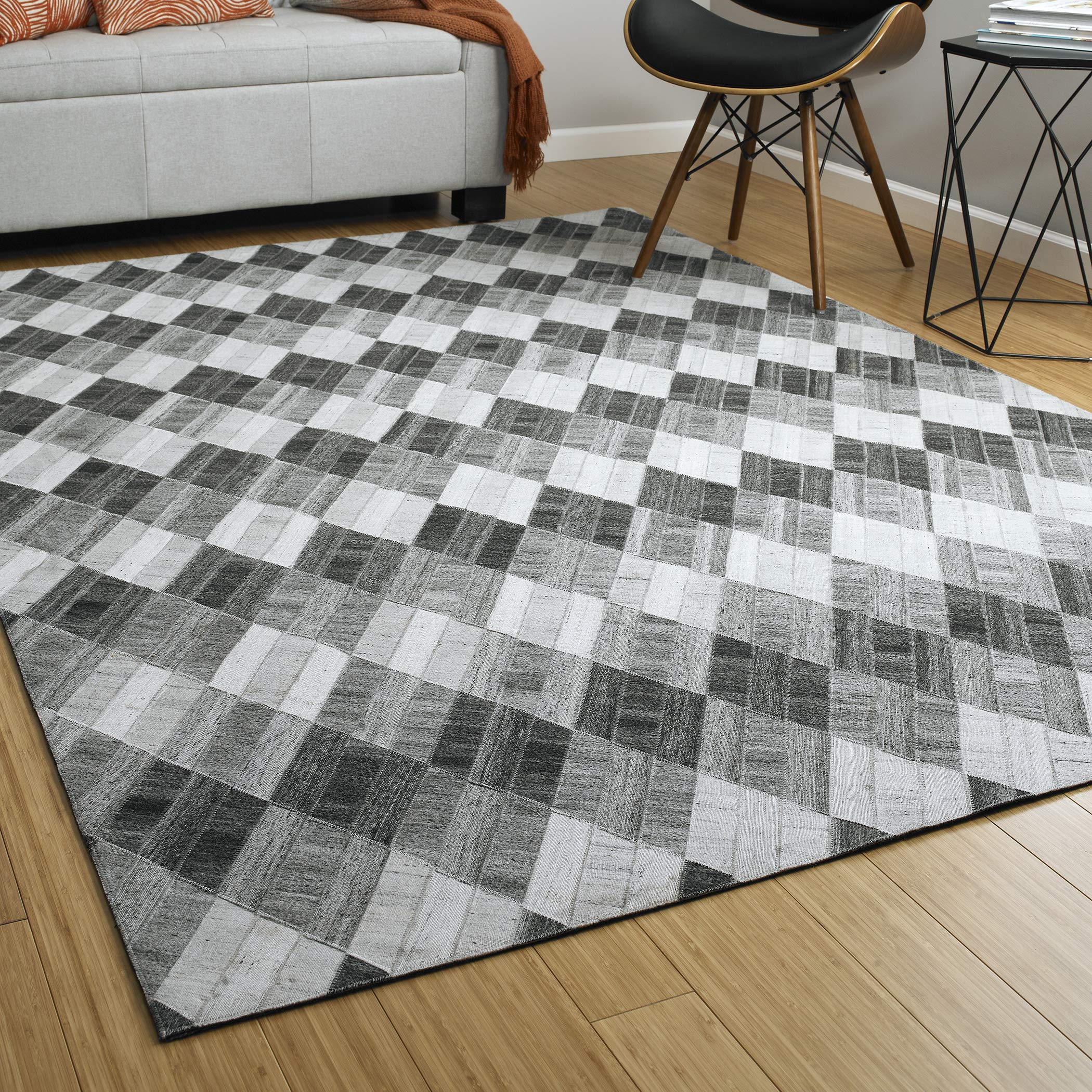Premium Kaleen Area Rug 8x10 Feet - Soft & Durable Charcoal Gray Rug for Living Room, Bedroom, Dining Room - Perfect for Home Decor & Cozy Spaces