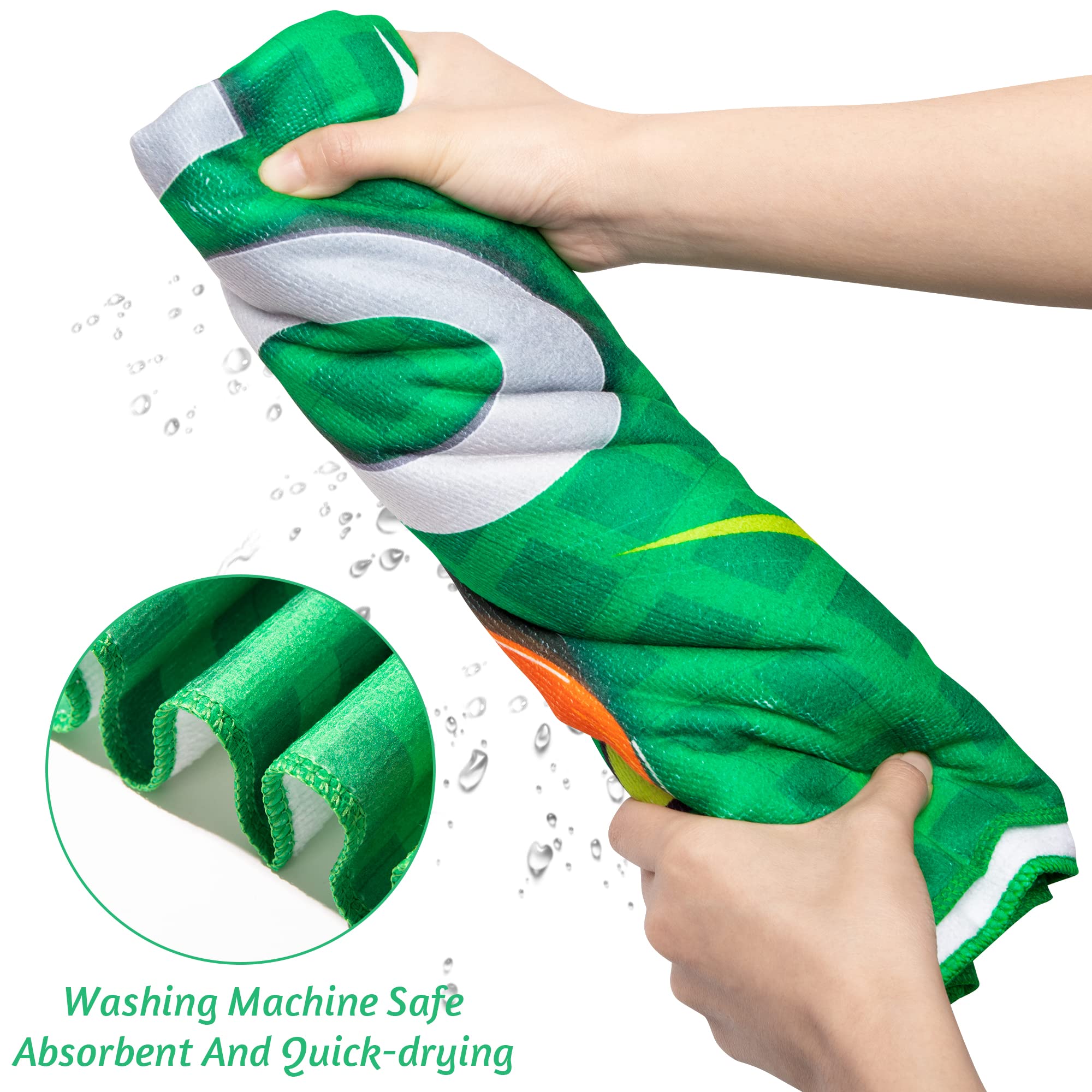 RHORSE Green Video Game Themed Beach Towel - 60x30 Inches Microfiber, Quick-Drying, Soft & Lightweight - Perfect for Pool, Beach, Gaming Events & Outdoor Activities