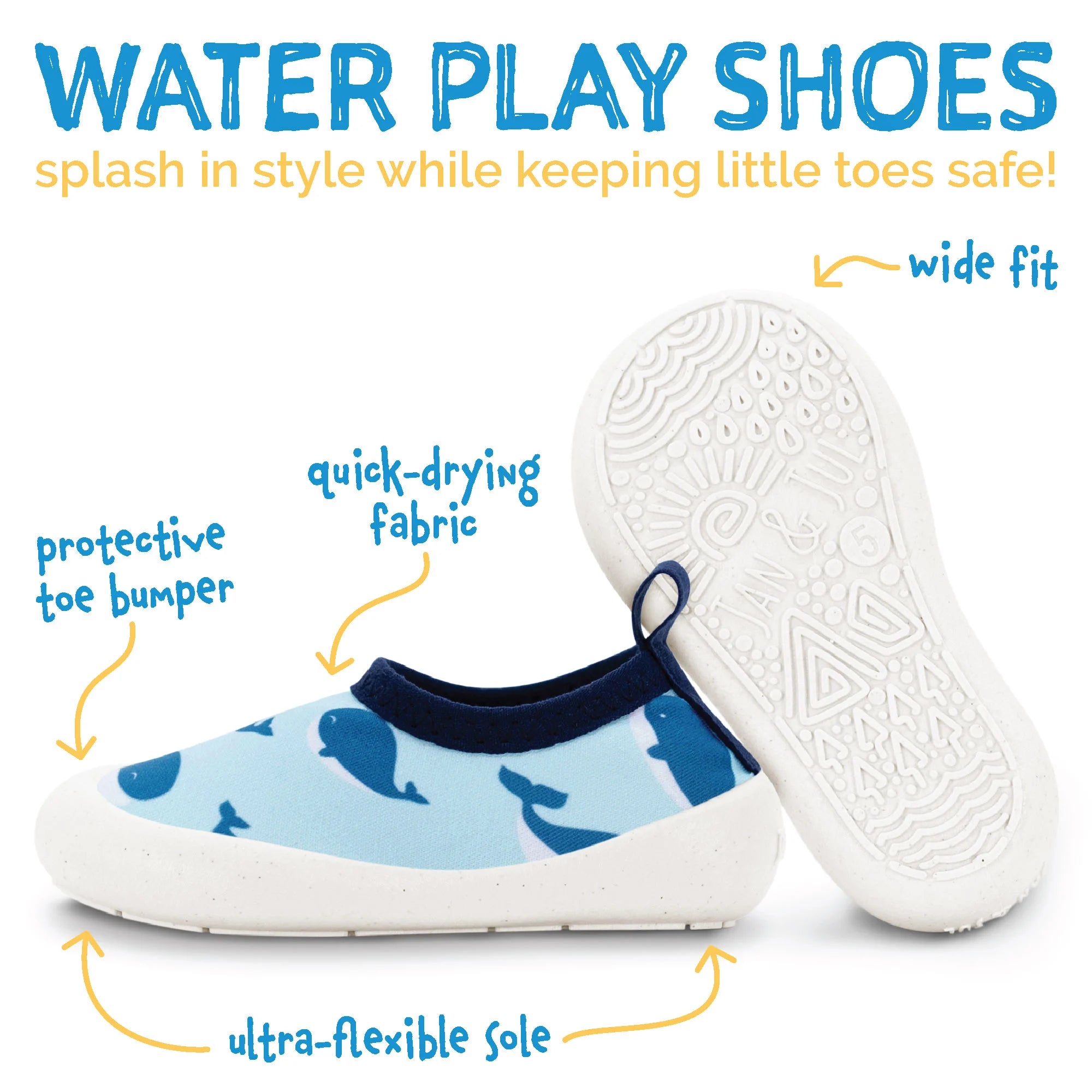 Jan & Jul Manta Ray Toddler Water Shoes - Quick-Dry Aqua Socks for Beach, Pool & Outdoor Play | UV Protection & Non-Slip Sole