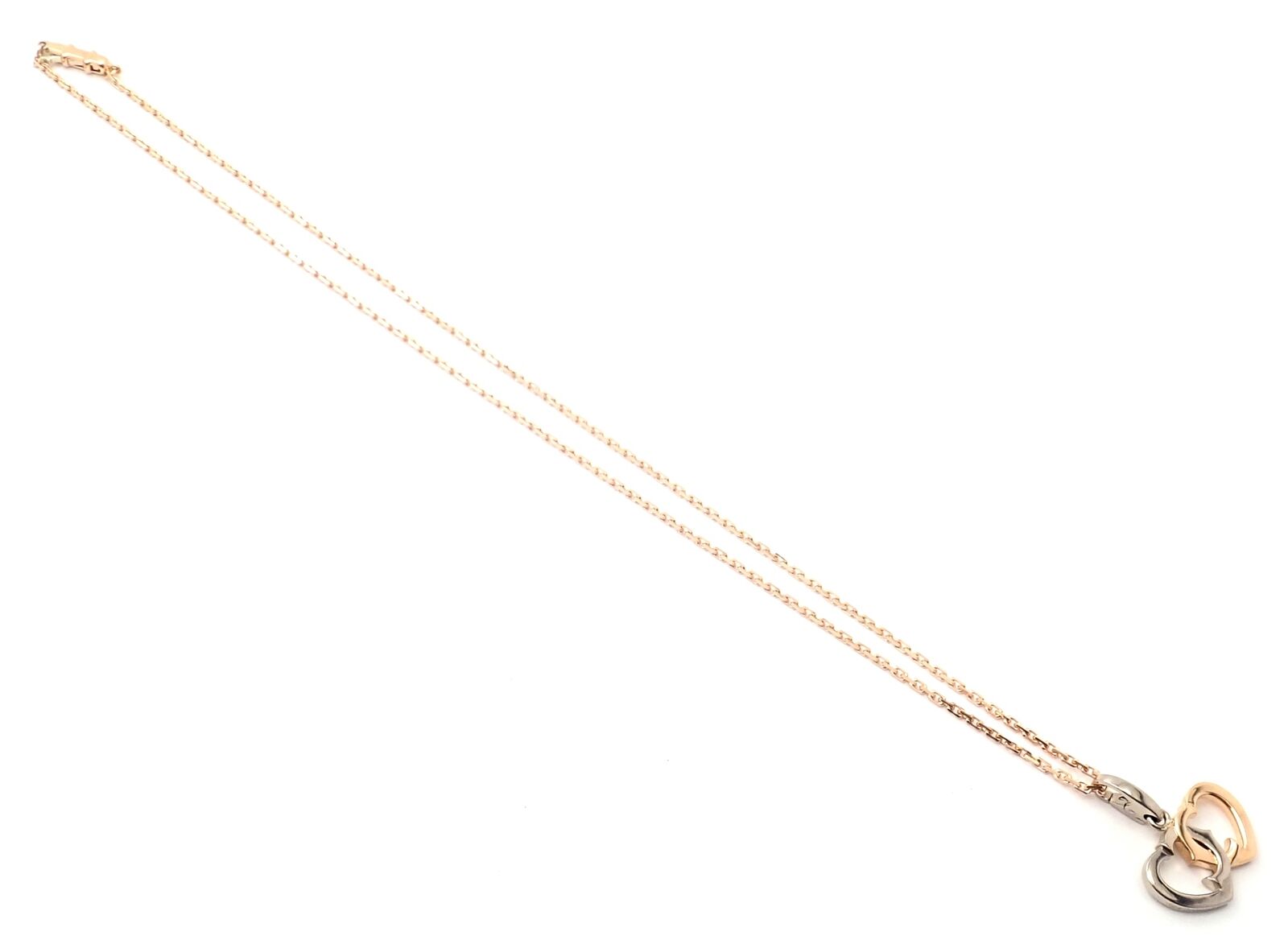 Authentic Cartier 18K Rose Gold & White Gold Double C Heart Pendant Necklace - Luxury Jewelry Gift for Women, Perfect for Valentine's Day & Anniversary