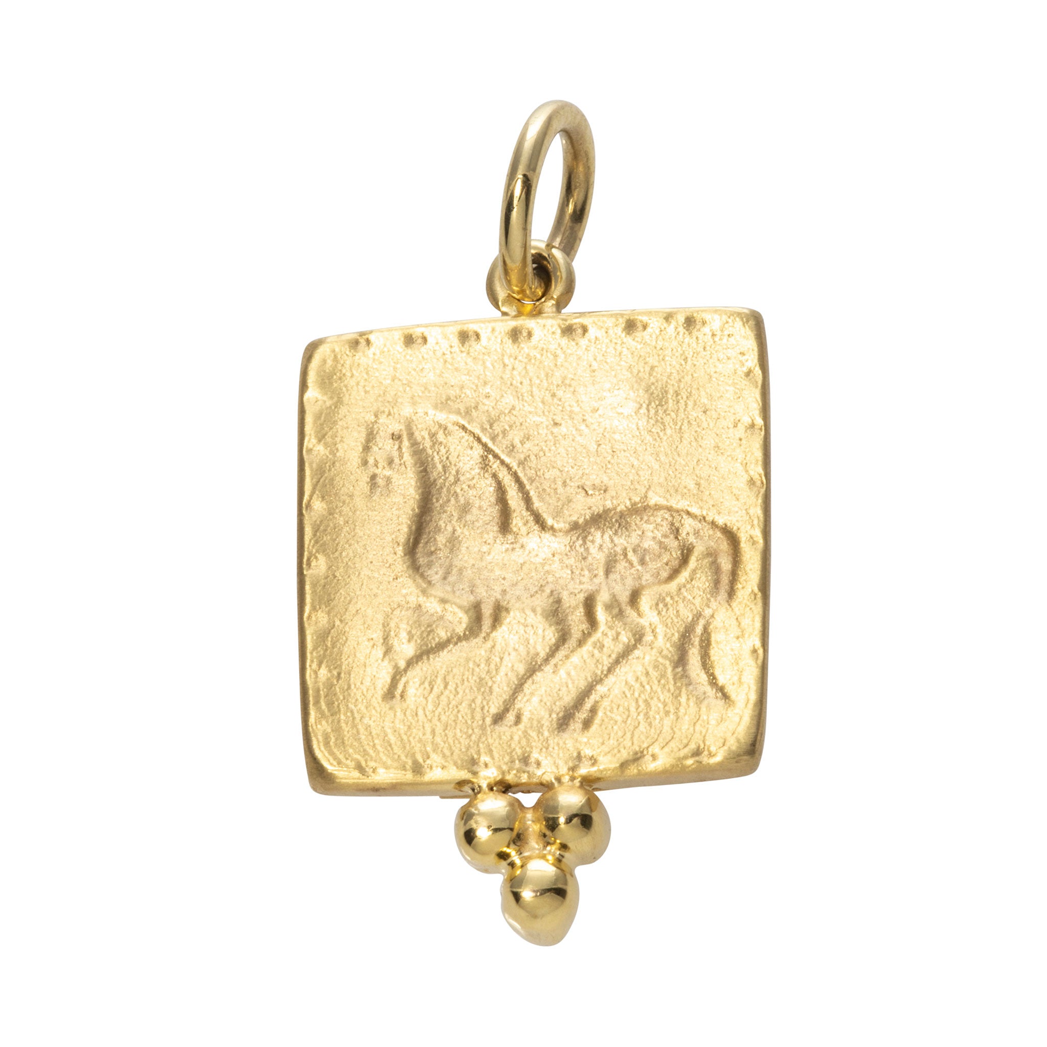 14K Yellow Gold Mazza Horse Intaglio Pendant - Elegant Jewelry for Women, Perfect Gift for Equestrian Lovers & Horseback Riding Enthusiasts